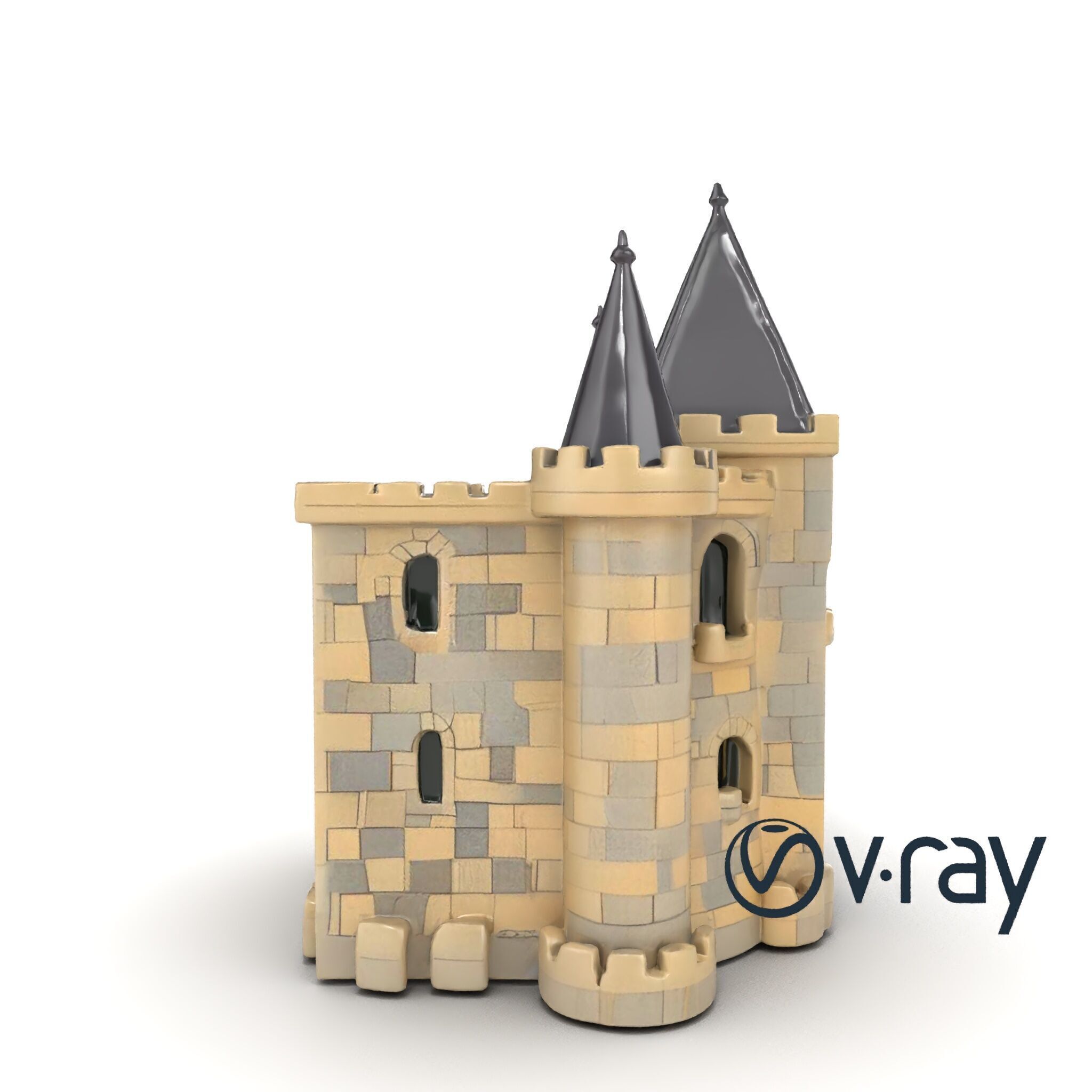 Majestic Stone Castle with Arched Windows model pack Low-poly 3D model_21