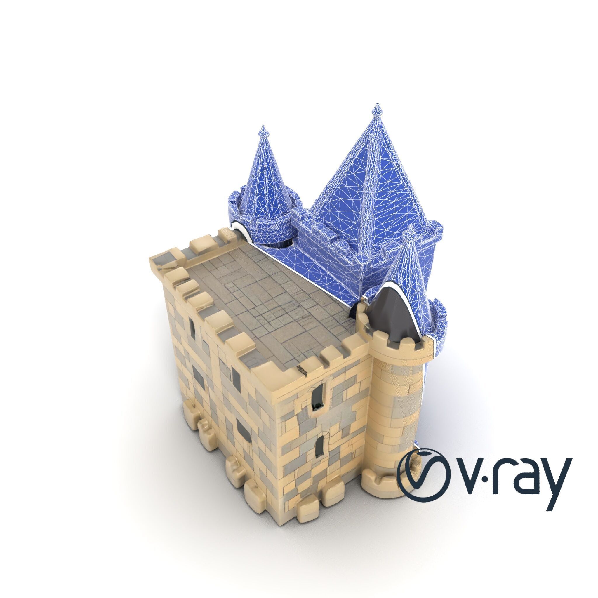 Majestic Stone Castle with Arched Windows model pack Low-poly 3D model_19