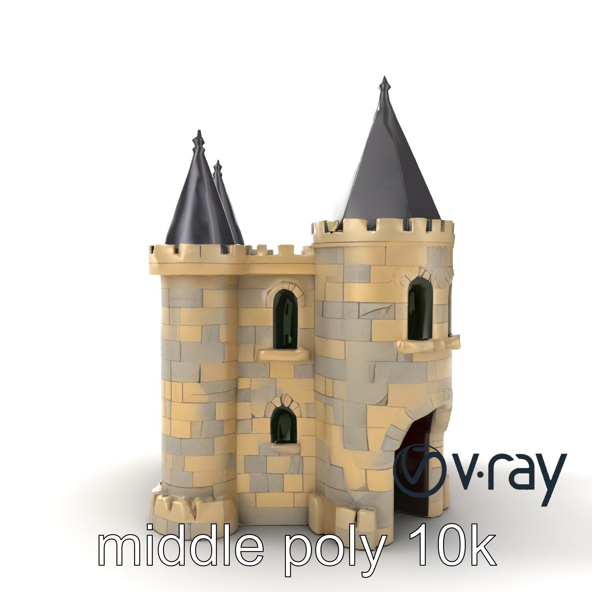 Majestic Stone Castle with Arched Windows model pack Low-poly 3D model_17