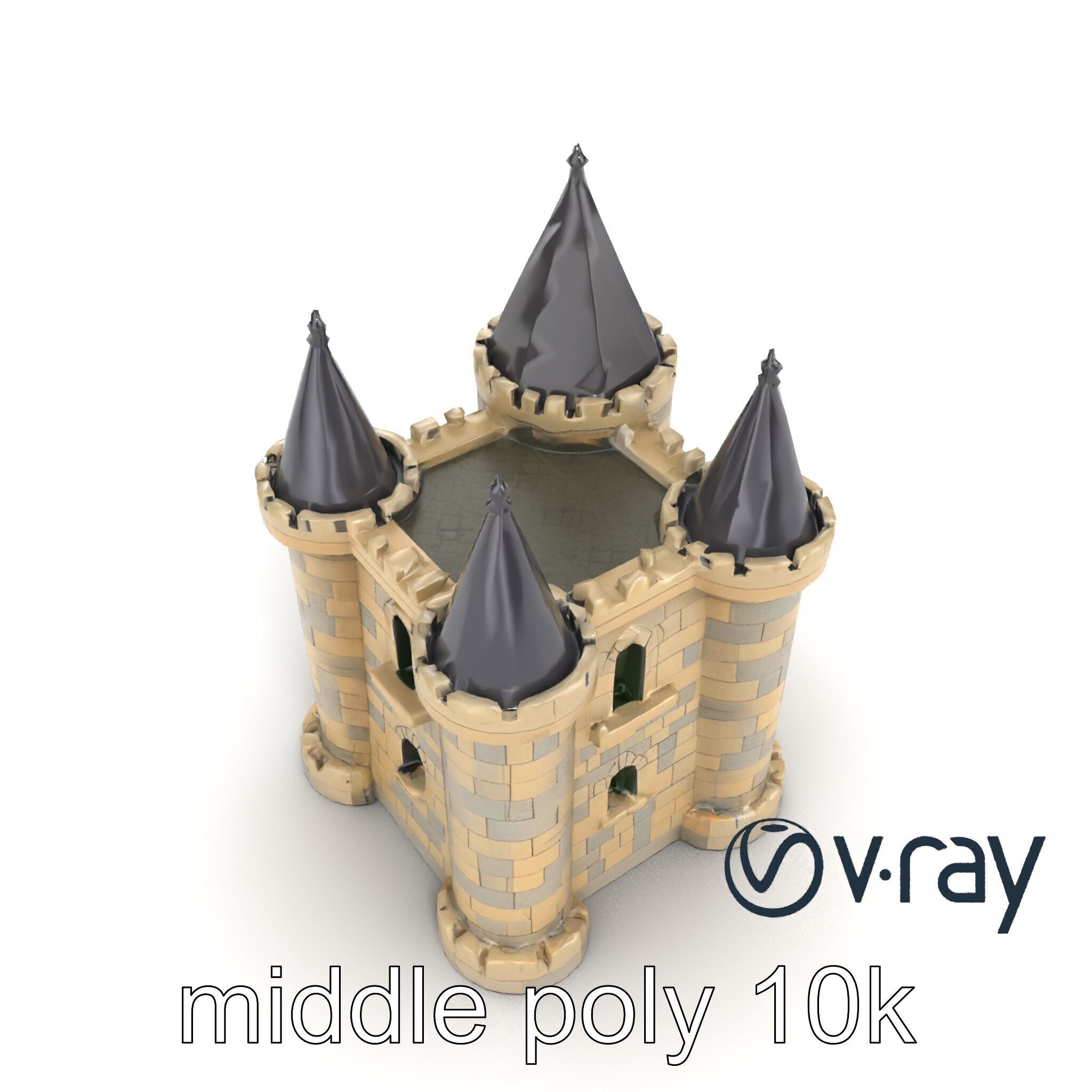 Majestic Stone Castle with Arched Windows model pack Low-poly 3D model_7