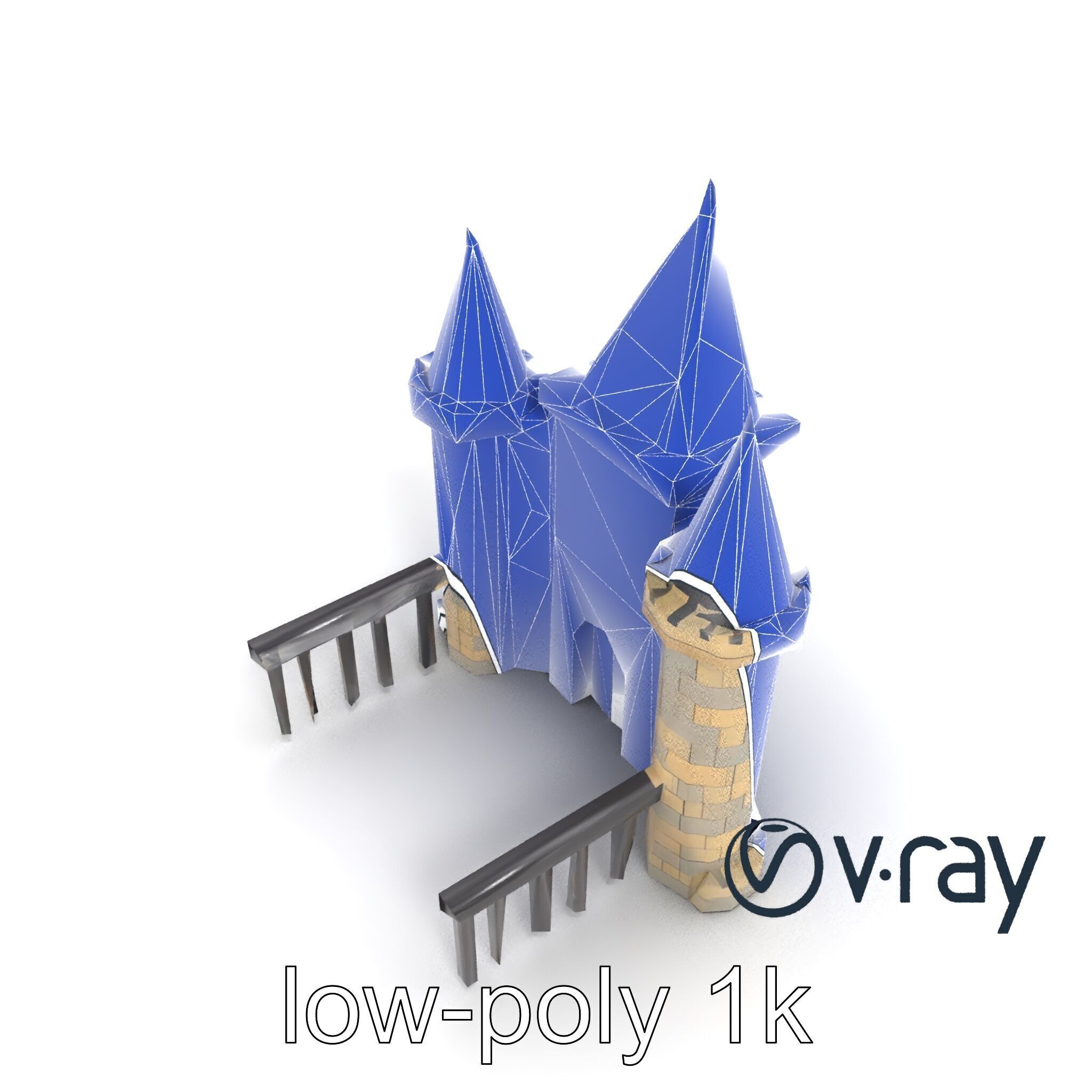 Majestic Stone Castle with Arched Windows model pack Low-poly 3D model_16