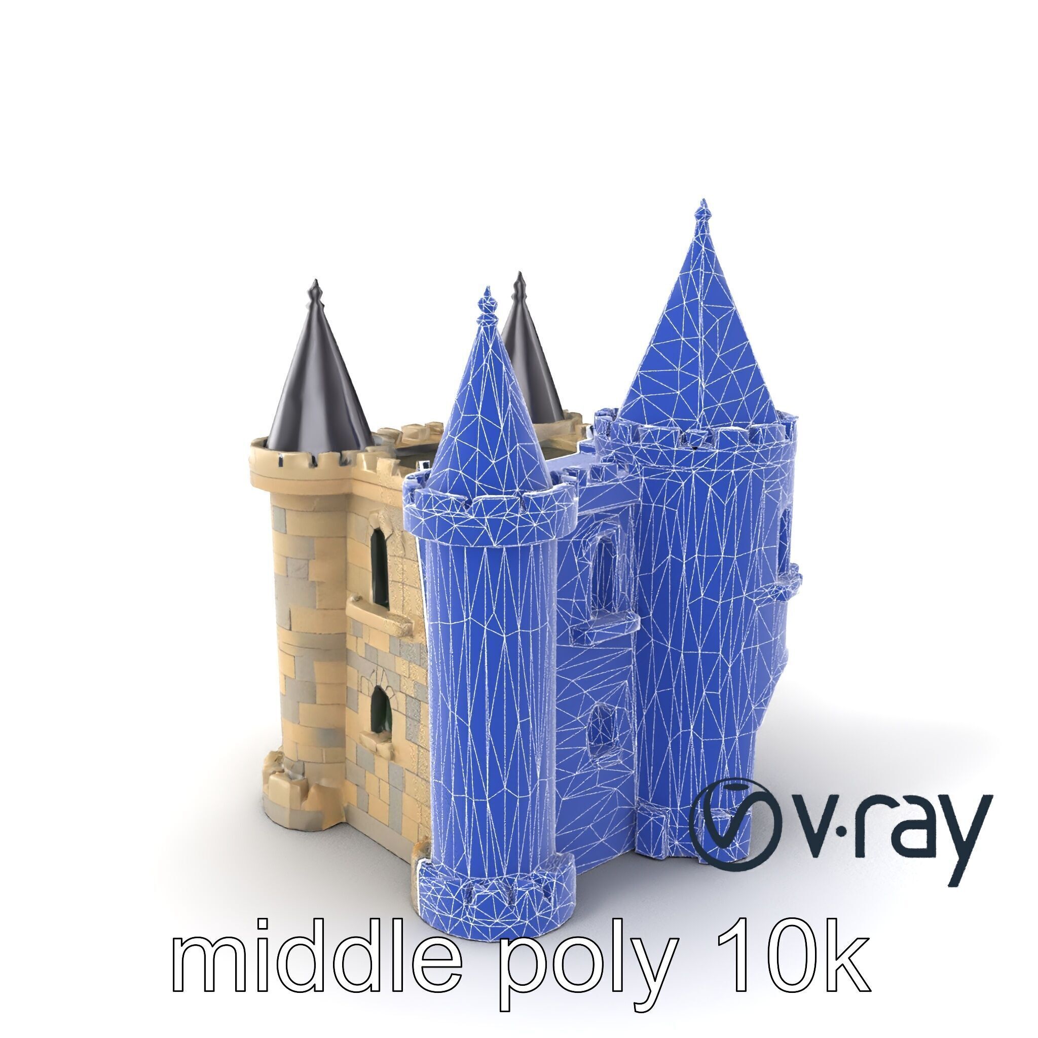 Majestic Stone Castle with Arched Windows model pack Low-poly 3D model_28