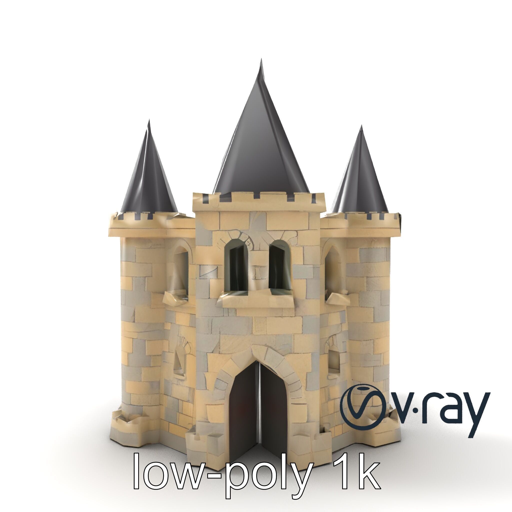 Majestic Stone Castle with Arched Windows model pack Low-poly 3D model_22
