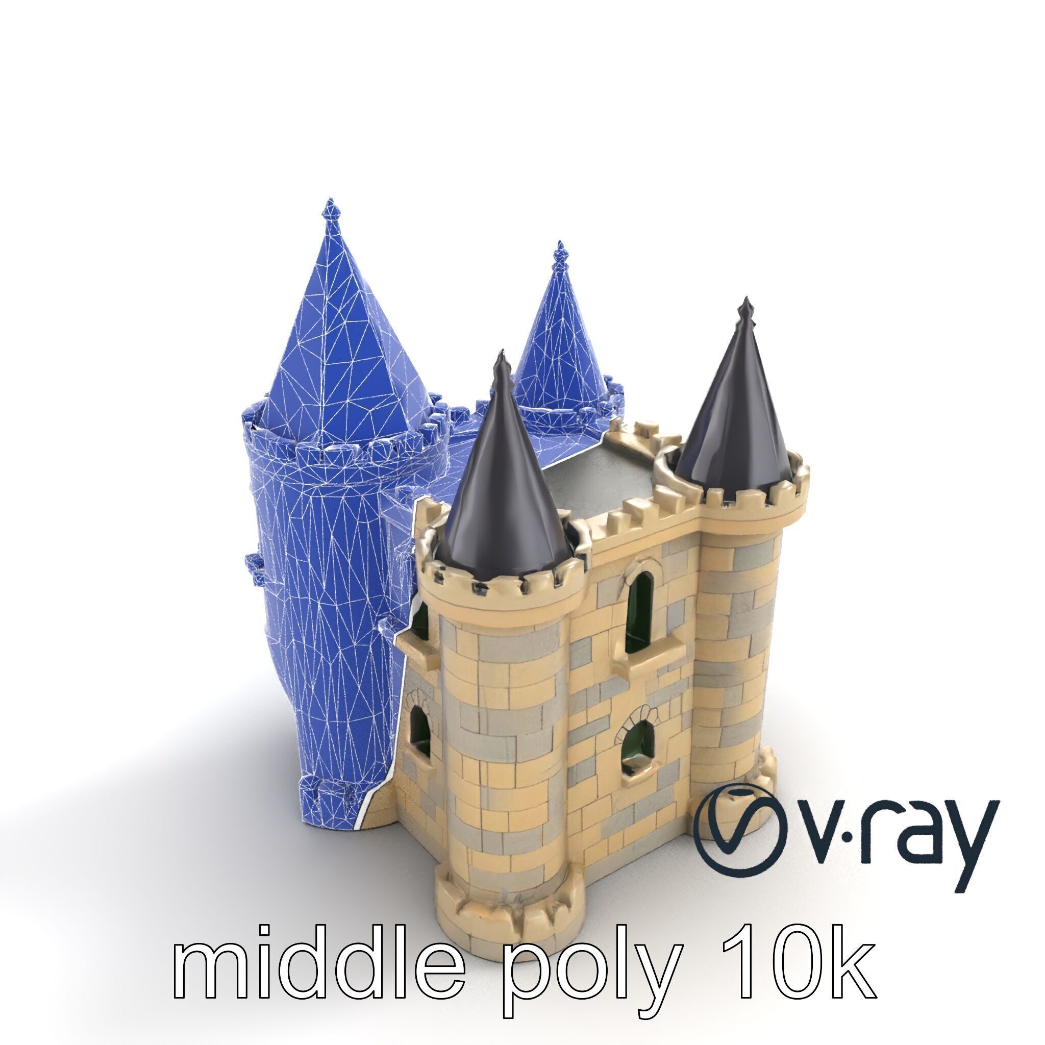 Majestic Stone Castle with Arched Windows model pack Low-poly 3D model_18