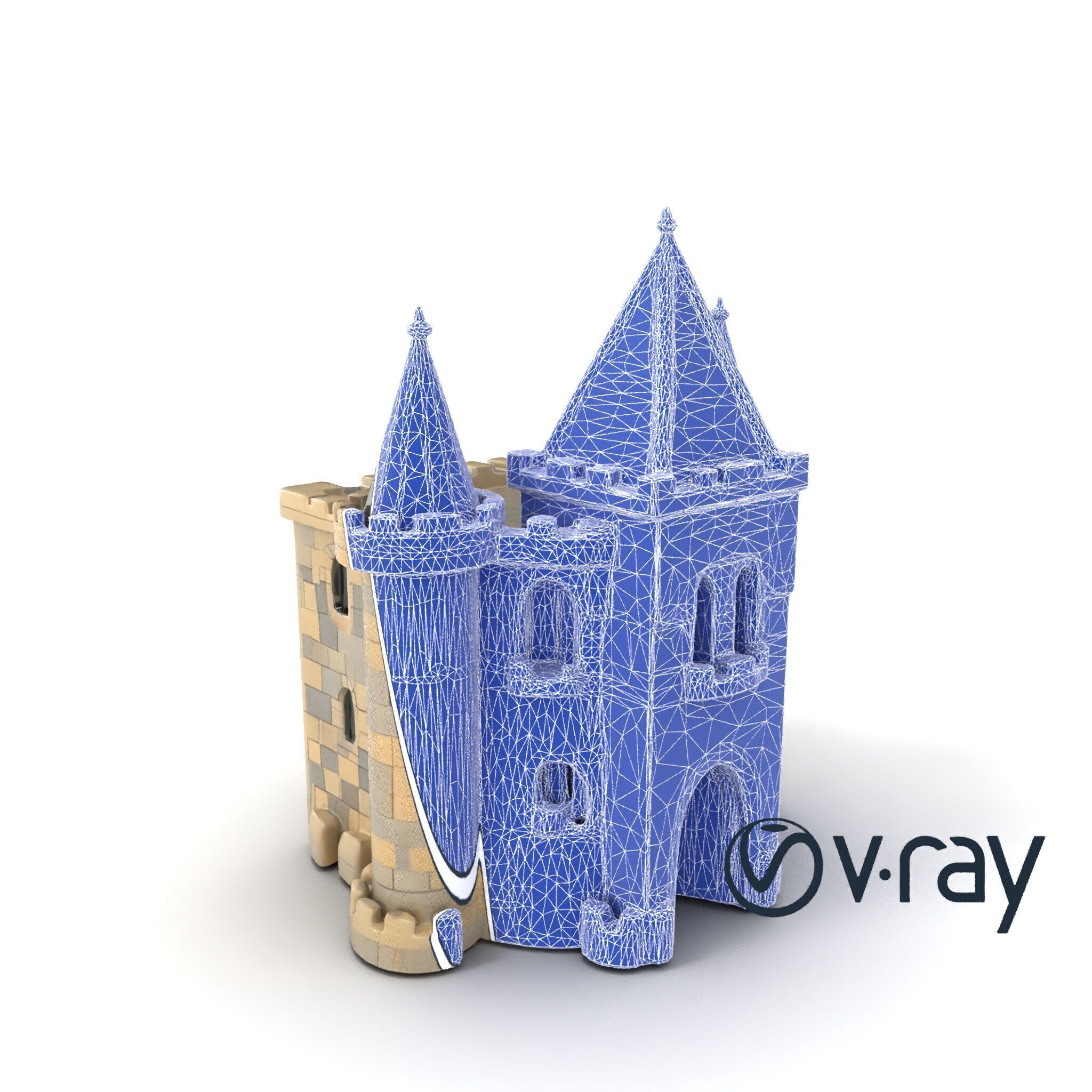 Majestic Stone Castle with Arched Windows model pack Low-poly 3D model_9