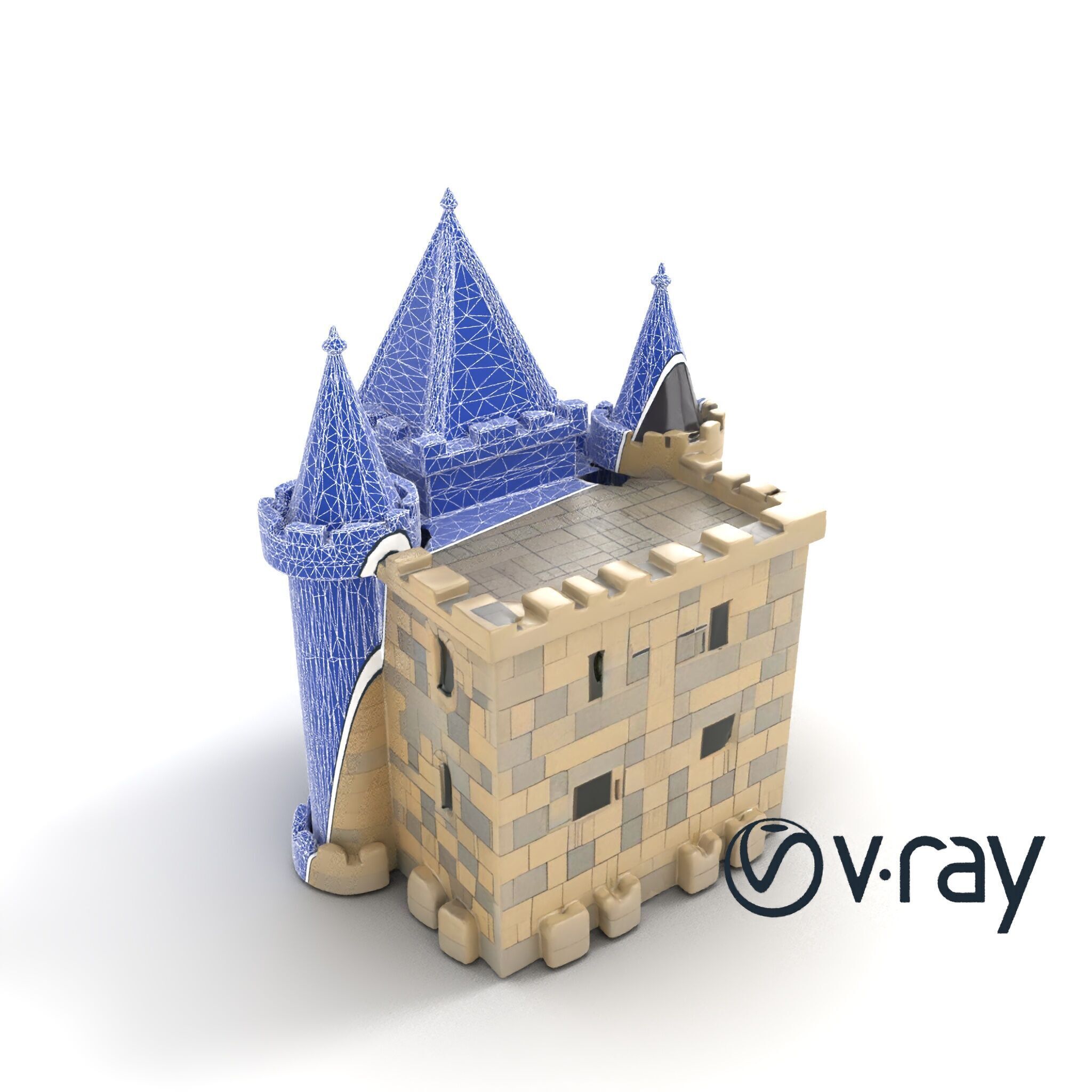 Majestic Stone Castle with Arched Windows model pack Low-poly 3D model_15