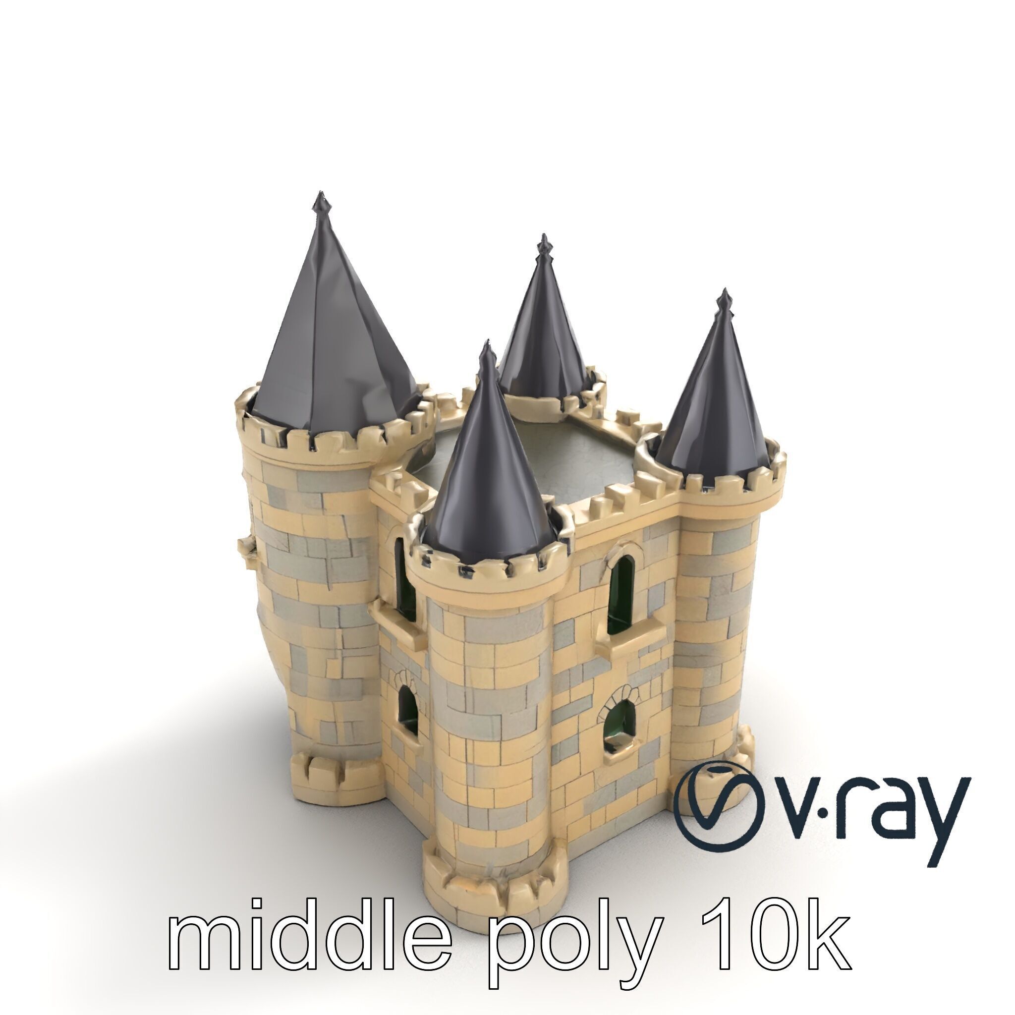 Majestic Stone Castle with Arched Windows model pack Low-poly 3D model_4
