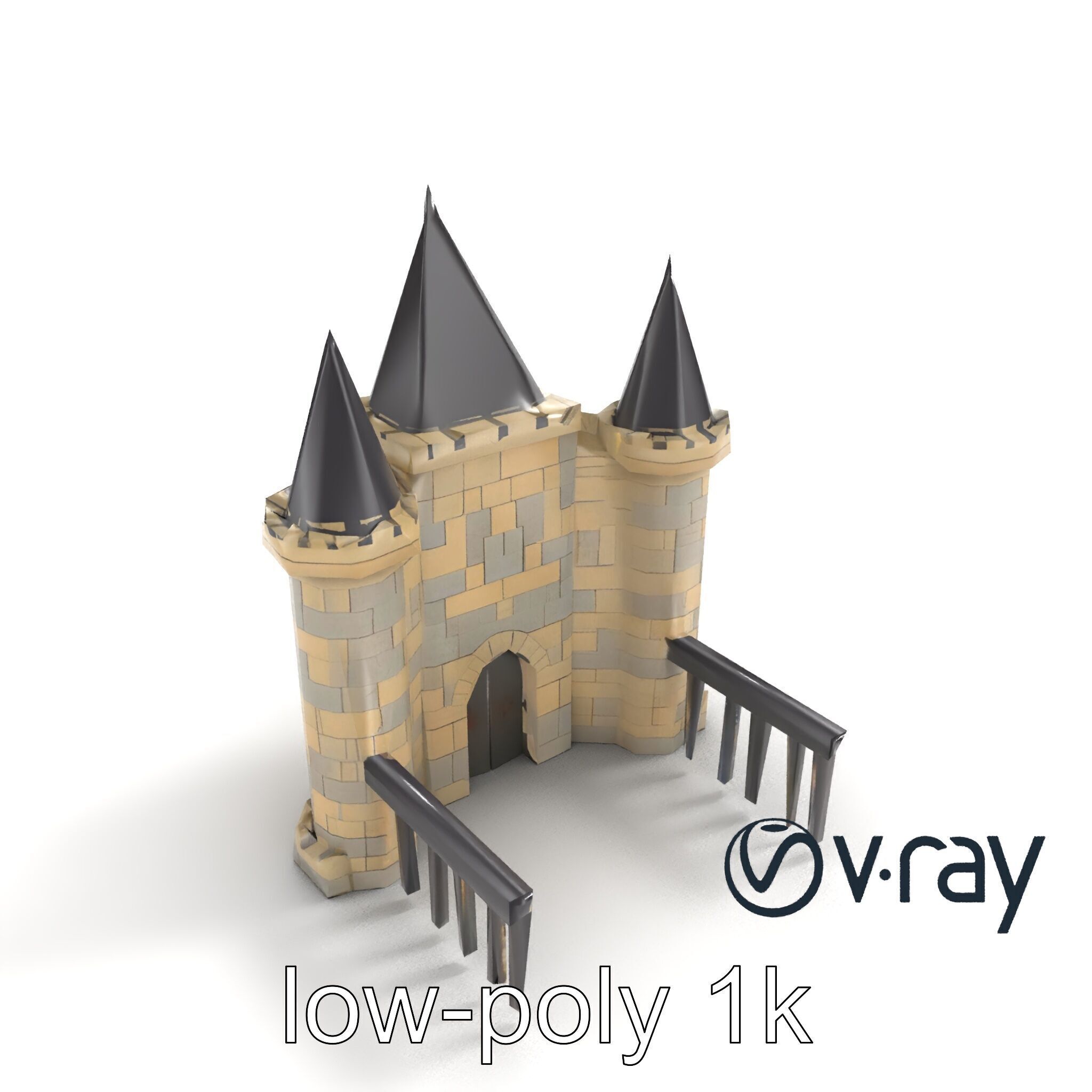 Majestic Stone Castle with Arched Windows model pack Low-poly 3D model_8