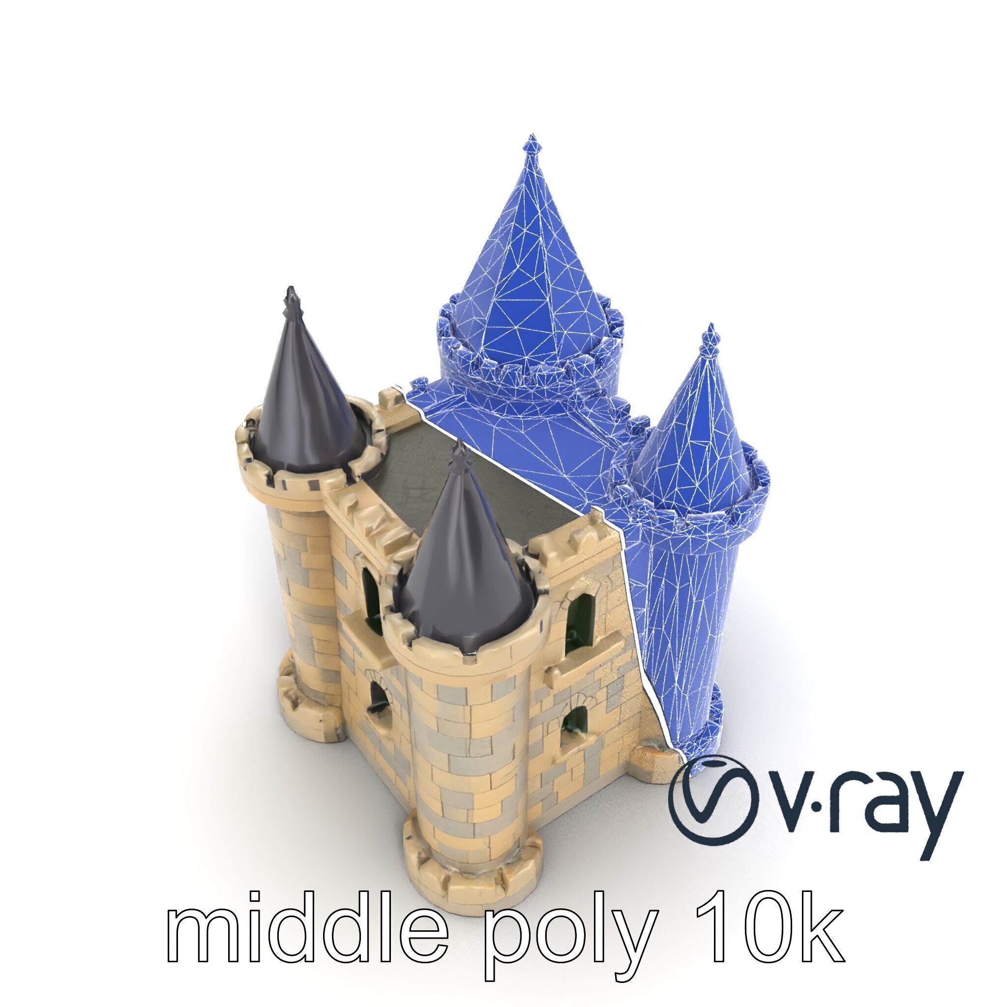 Majestic Stone Castle with Arched Windows model pack Low-poly 3D model_31
