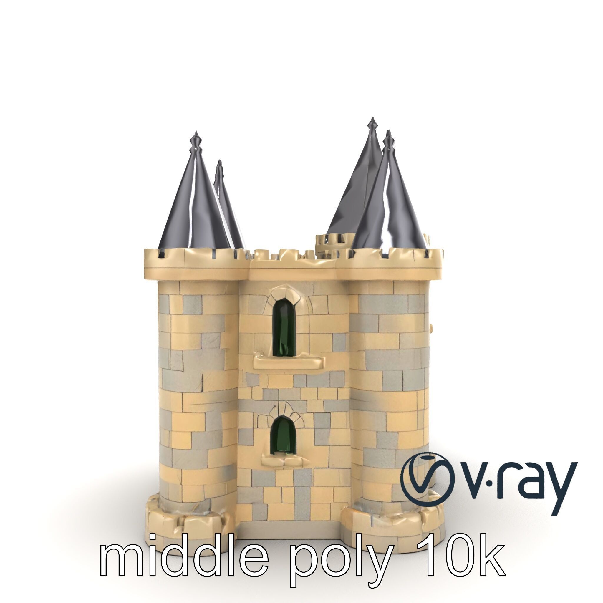 Majestic Stone Castle with Arched Windows model pack Low-poly 3D model_10