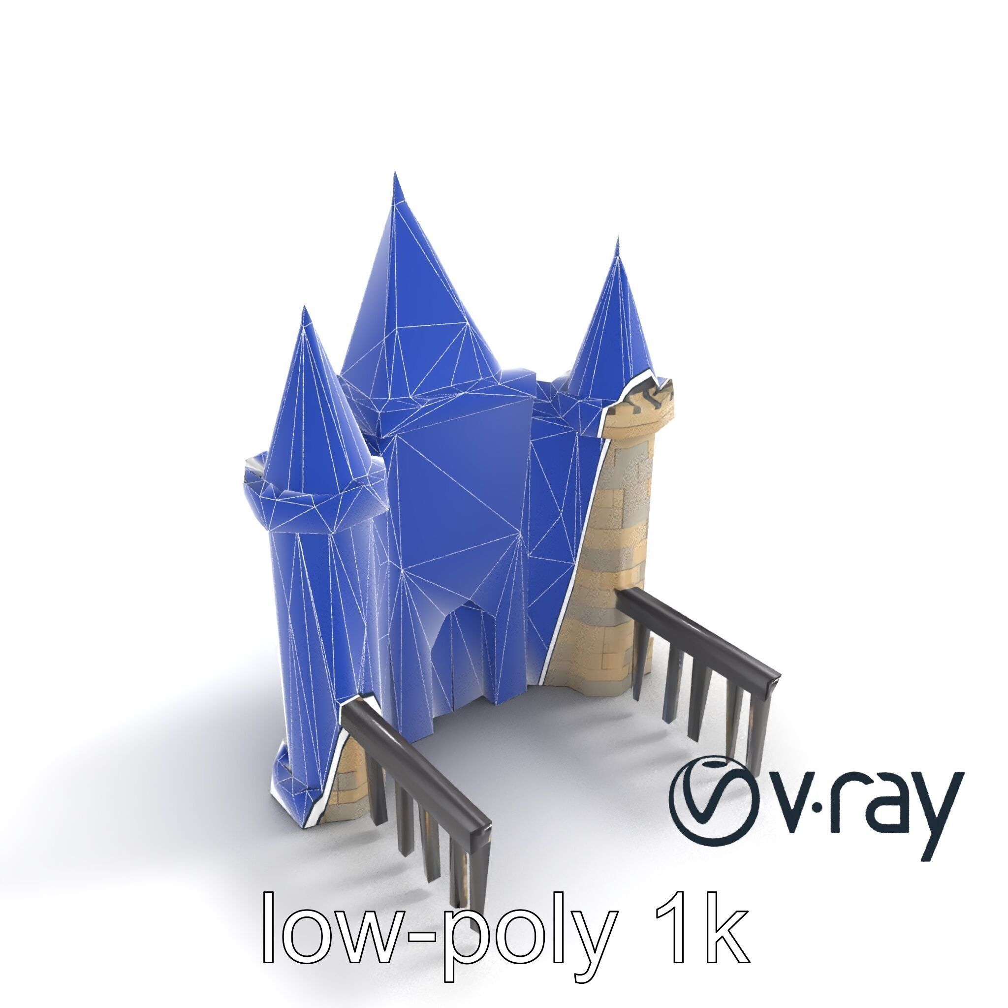 Majestic Stone Castle with Arched Windows model pack Low-poly 3D model_27