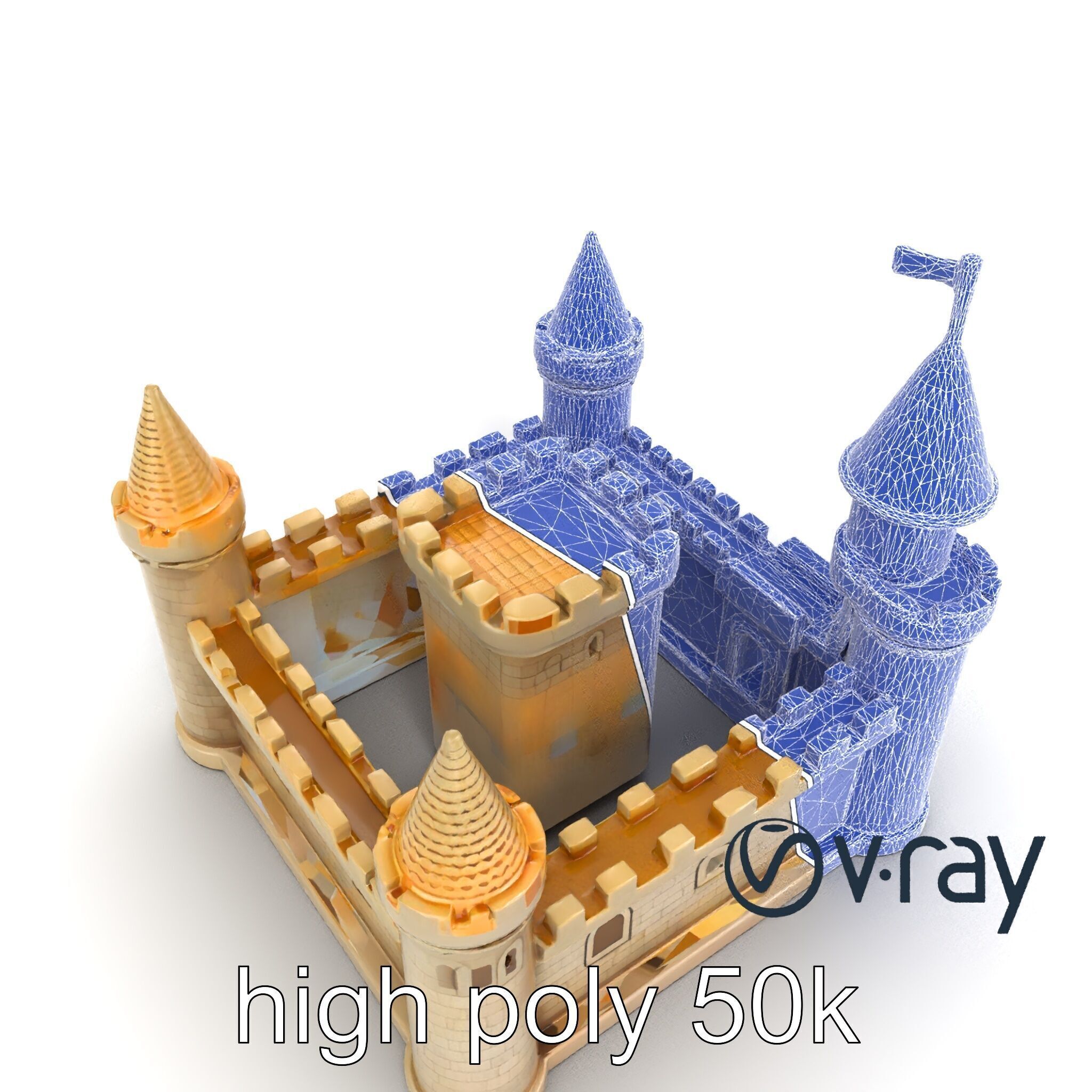 Aquarium Castle Symmetrical Design model pack Low-poly 3D model_28