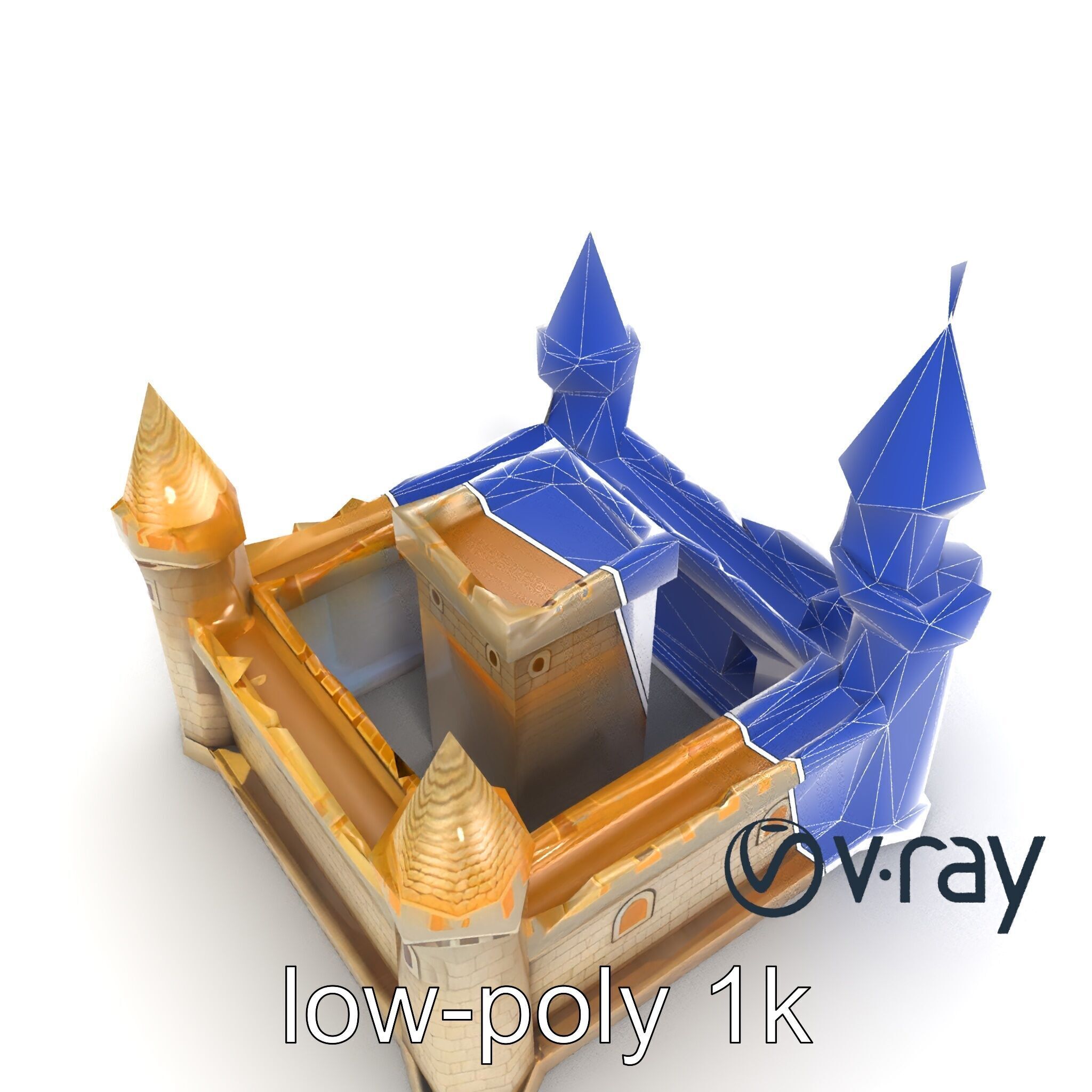 Aquarium Castle Symmetrical Design model pack Low-poly 3D model_15