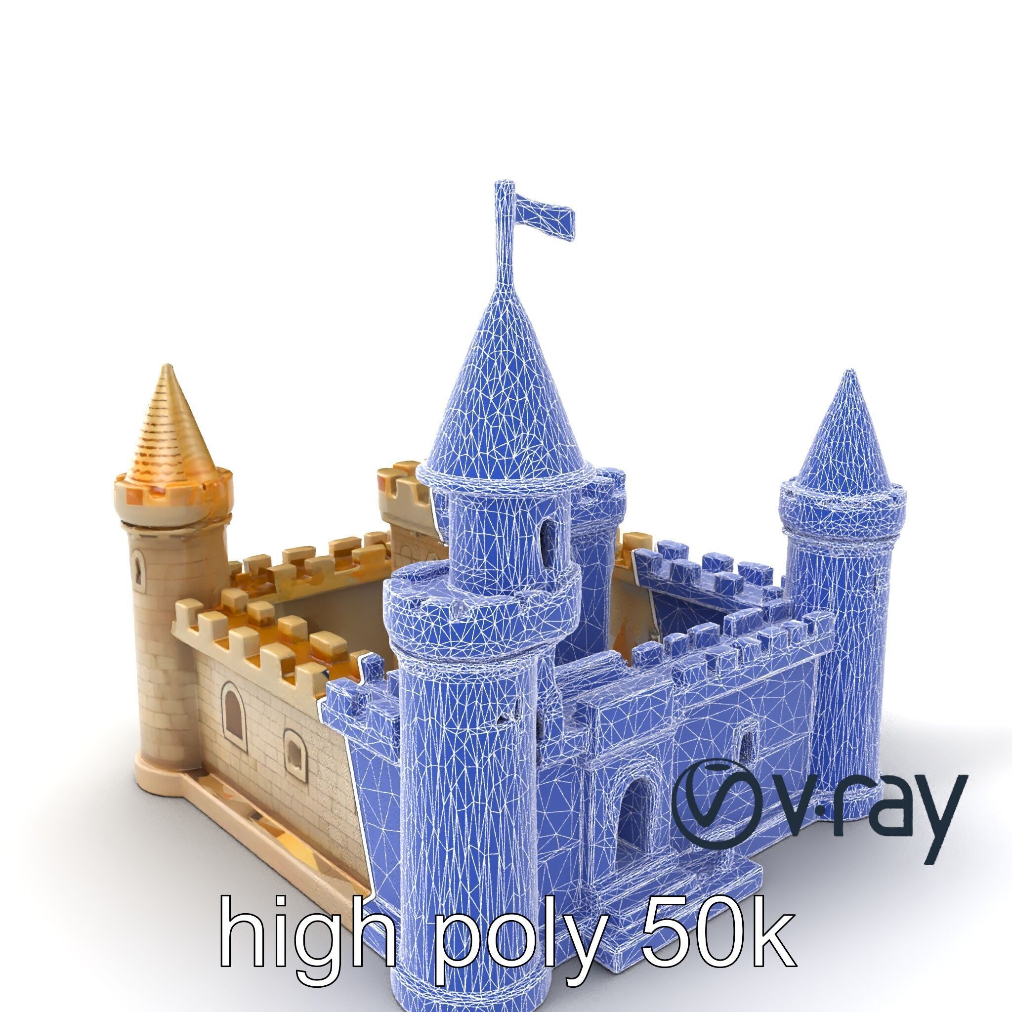 Aquarium Castle Symmetrical Design model pack Low-poly 3D model_9