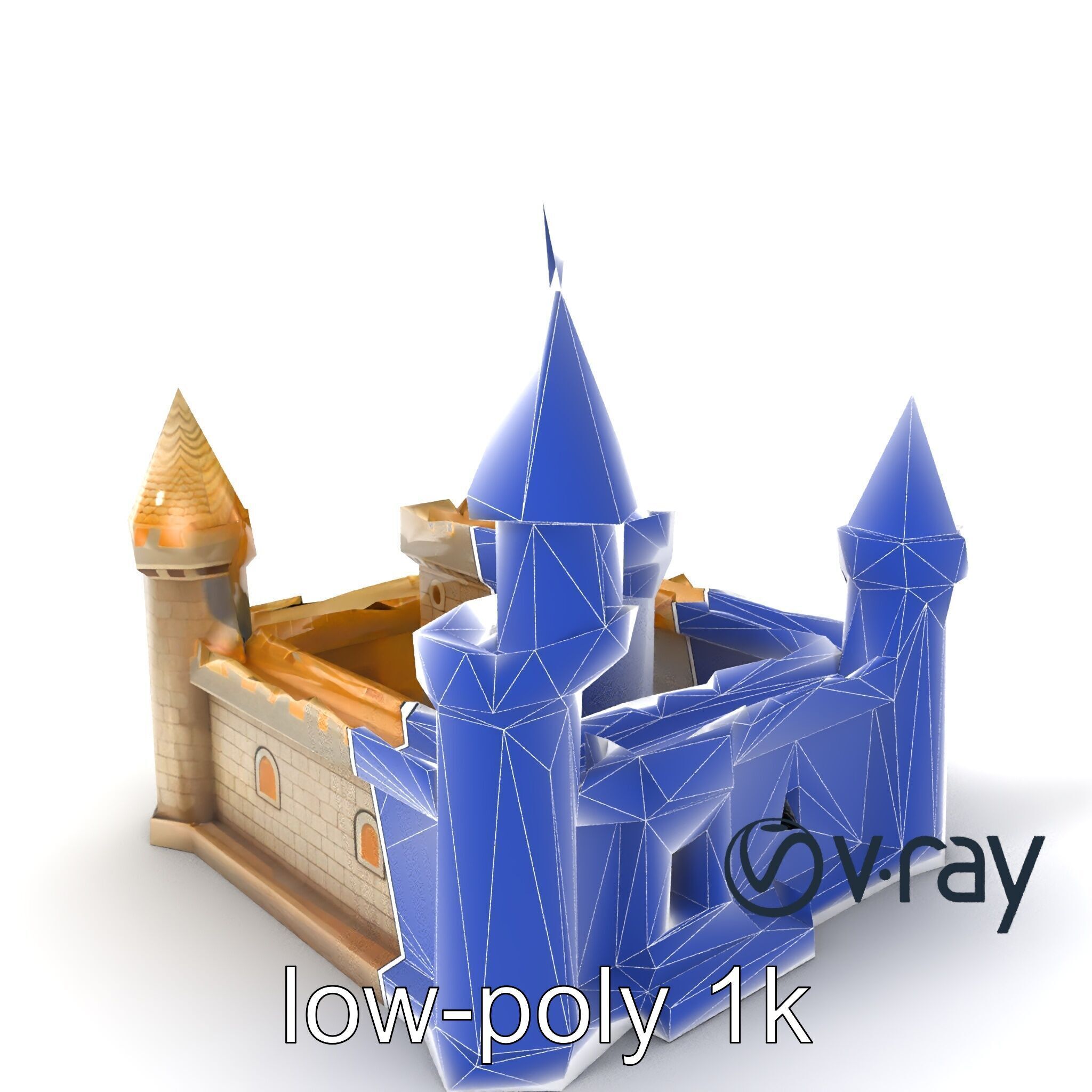 Aquarium Castle Symmetrical Design model pack Low-poly 3D model_5