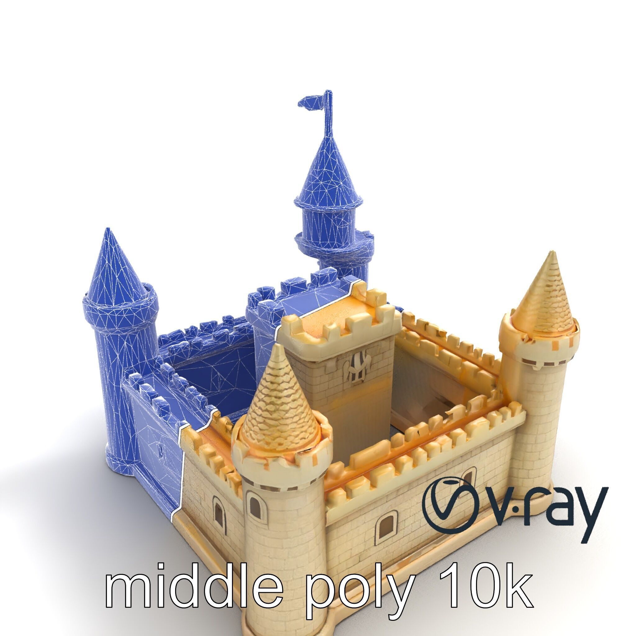 Aquarium Castle Symmetrical Design model pack Low-poly 3D model_31