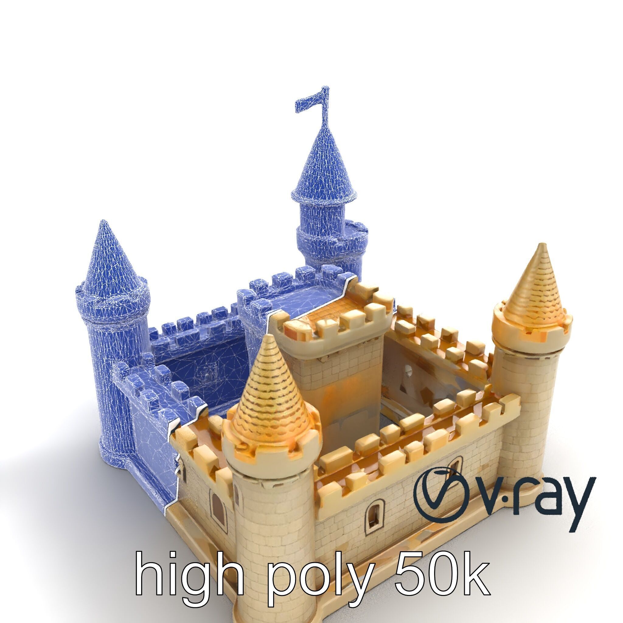 Aquarium Castle Symmetrical Design model pack Low-poly 3D model_20