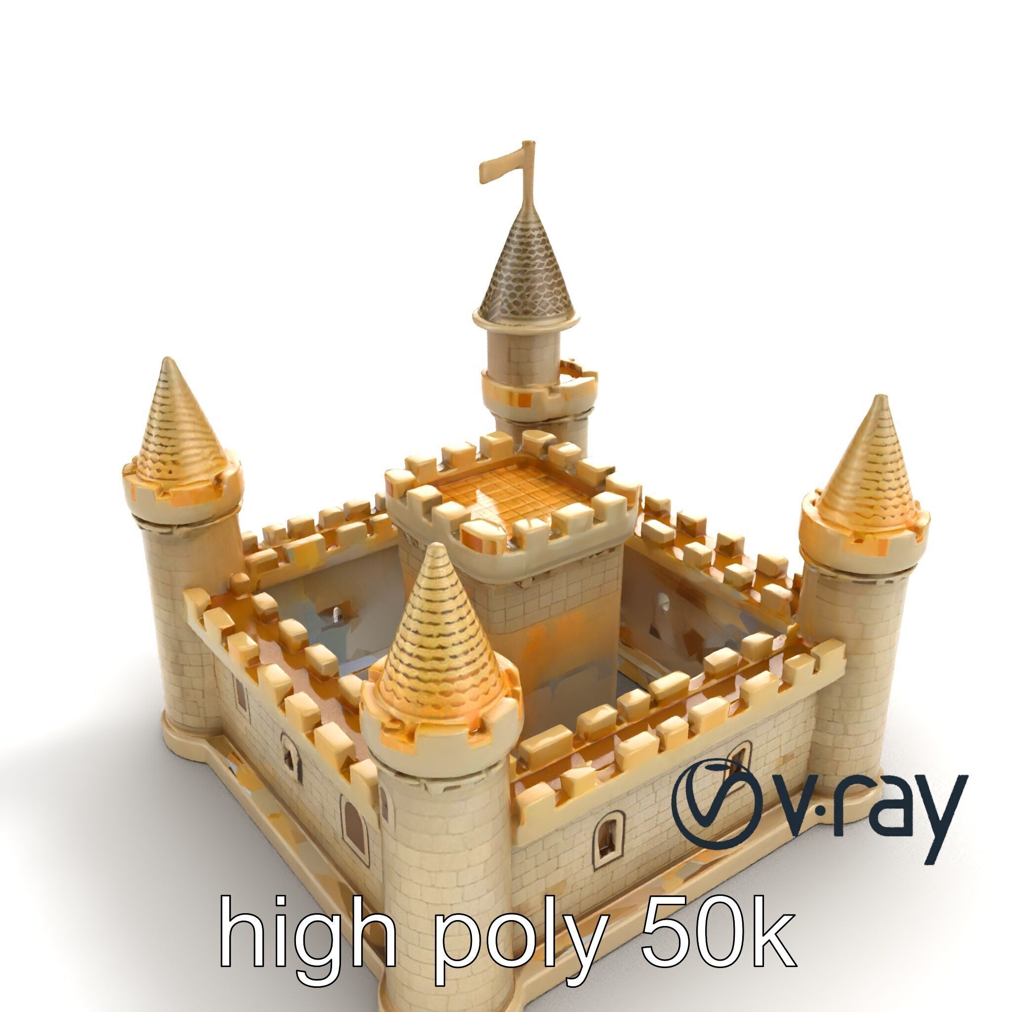 Aquarium Castle Symmetrical Design model pack Low-poly 3D model_10