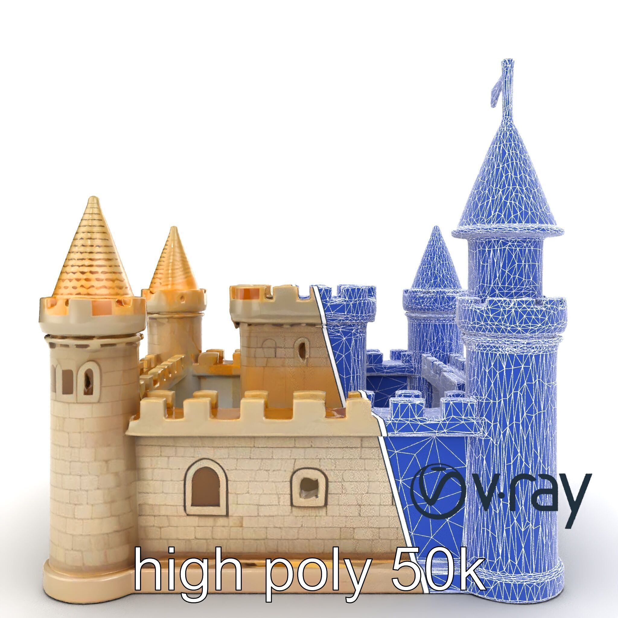 Aquarium Castle Symmetrical Design model pack Low-poly 3D model_27