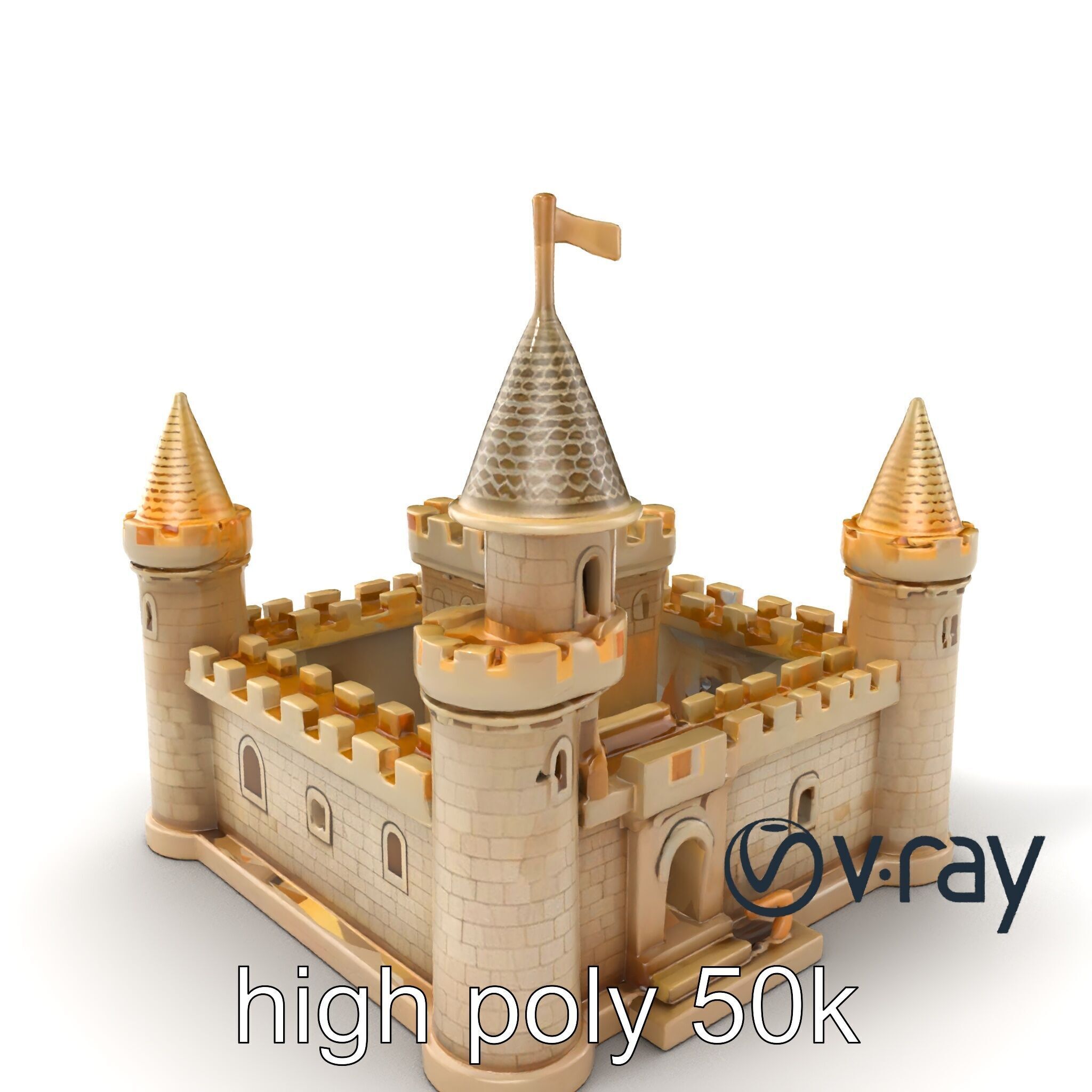Aquarium Castle Symmetrical Design model pack Low-poly 3D model_6