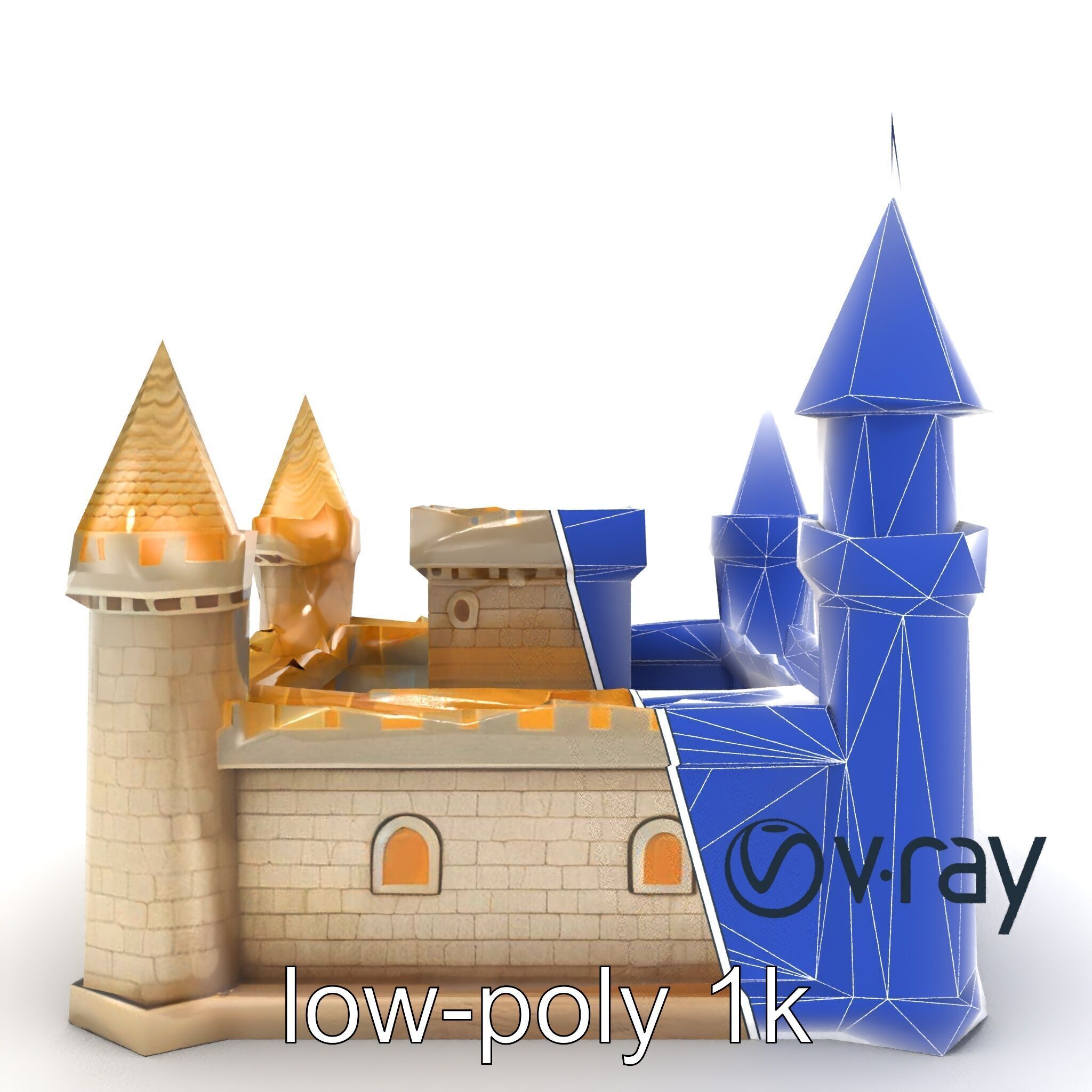 Aquarium Castle Symmetrical Design model pack Low-poly 3D model_24