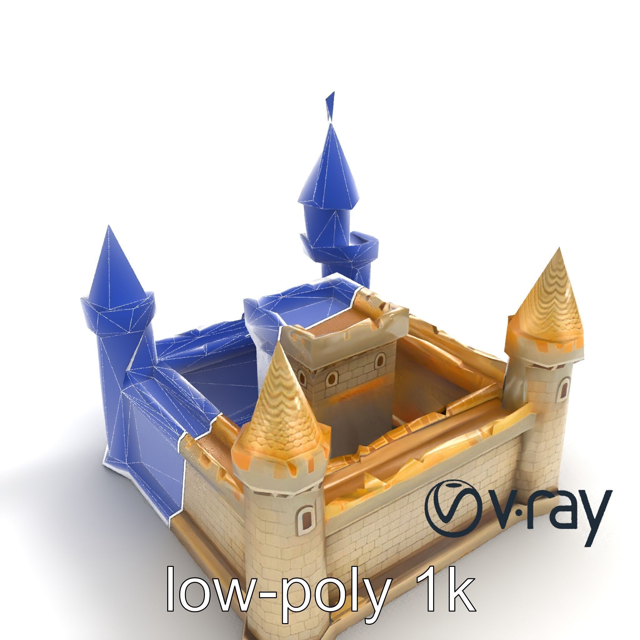 Aquarium Castle Symmetrical Design model pack Low-poly 3D model_12