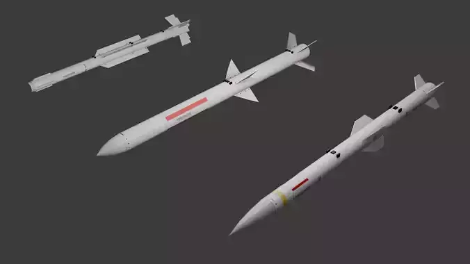Low Poly 3x Modern Chinese Missiles