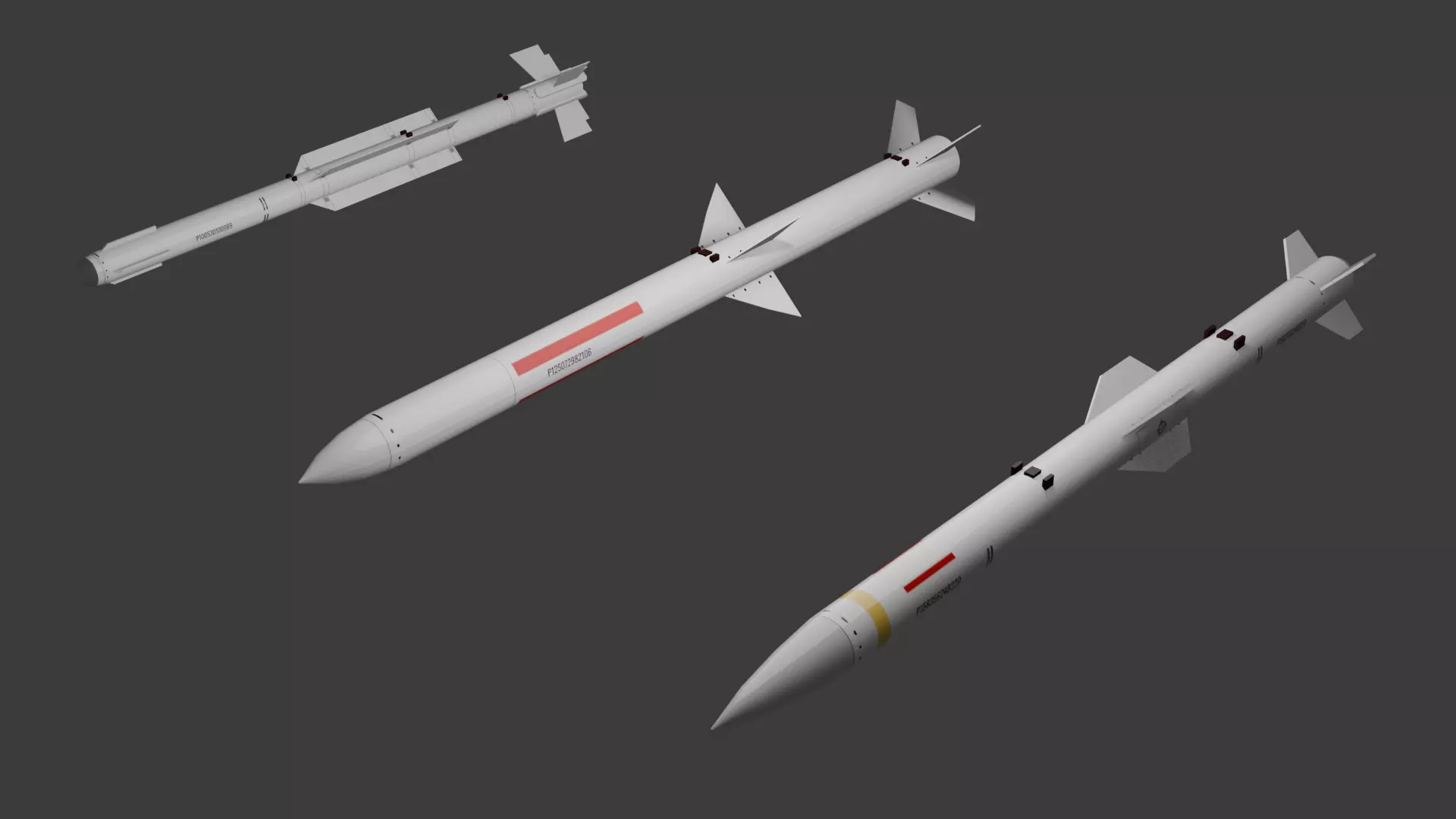 Low Poly 3x Modern Chinese Missiles 3D Model Collection_0
