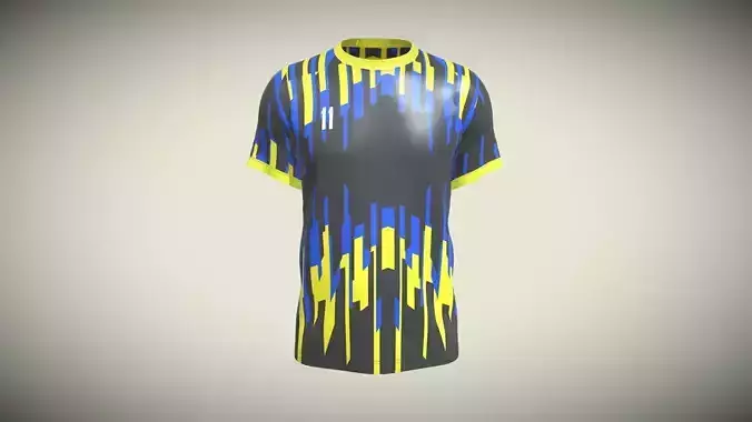 Soccer Football Black And Blue Jersey Player-11 In Low Poly 