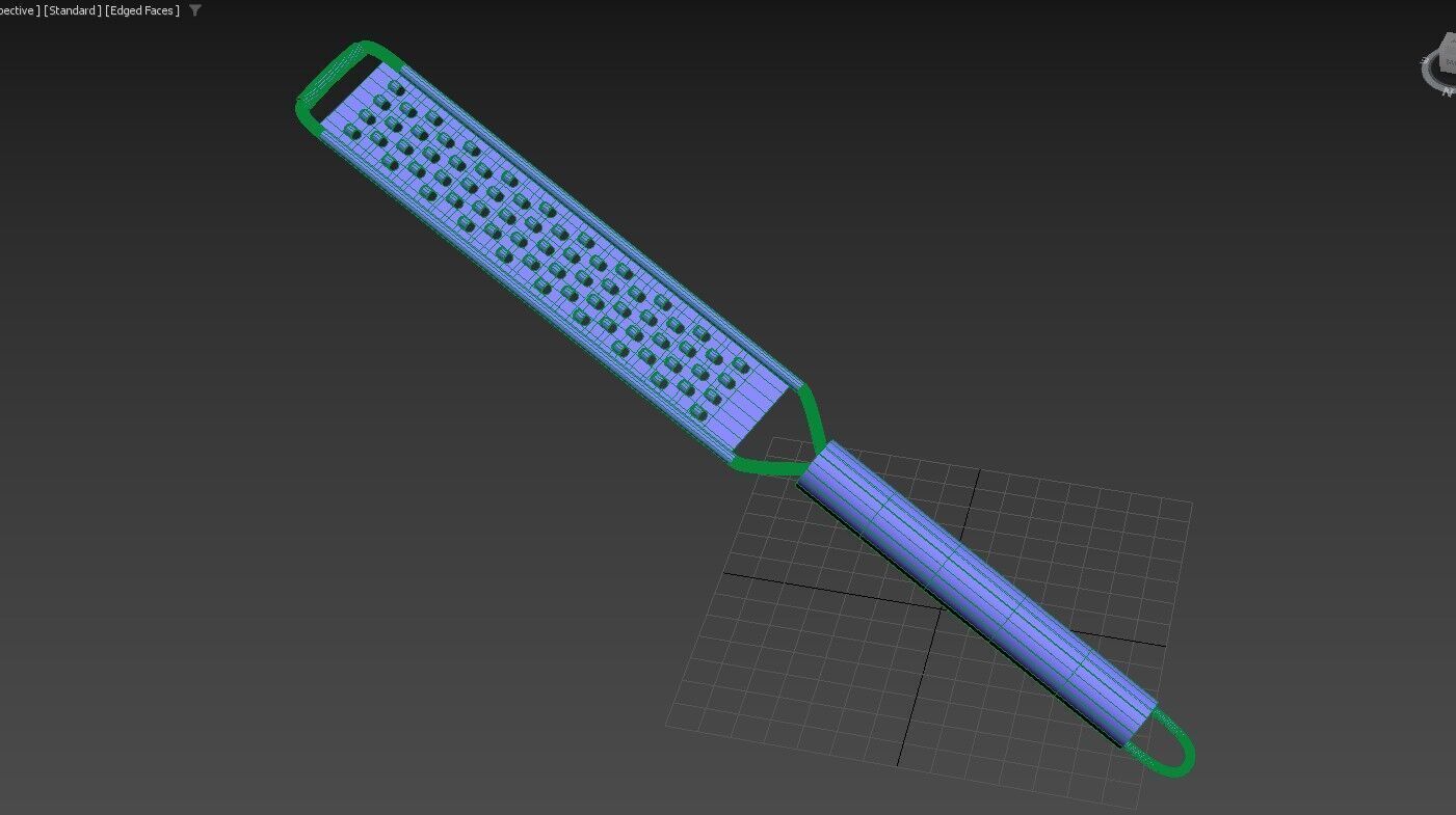 Realistic stainless steel hand grater B 3D model_2