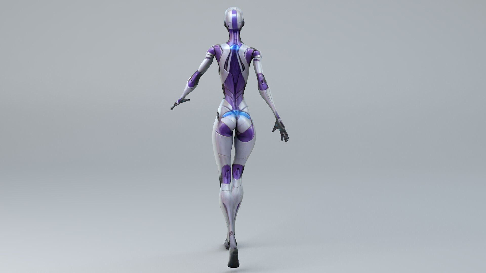 Android Woman Rigged and Animated Low-poly 3D model_8