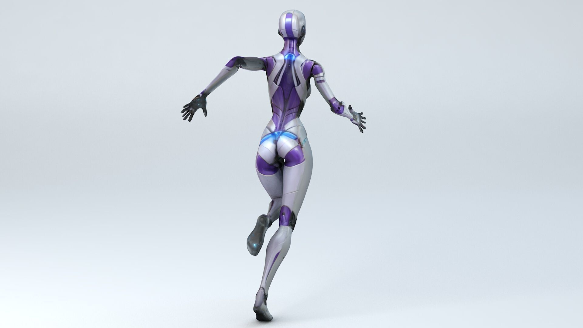 Android Woman Rigged and Animated Low-poly 3D model_6