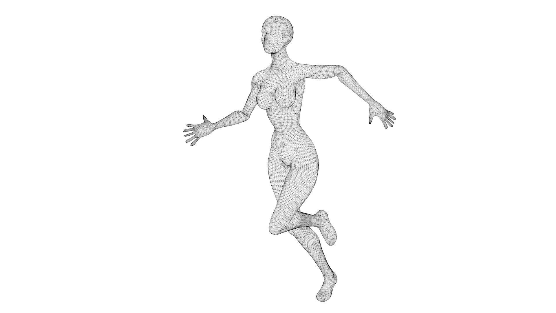 Android Woman Rigged and Animated Low-poly 3D model_12