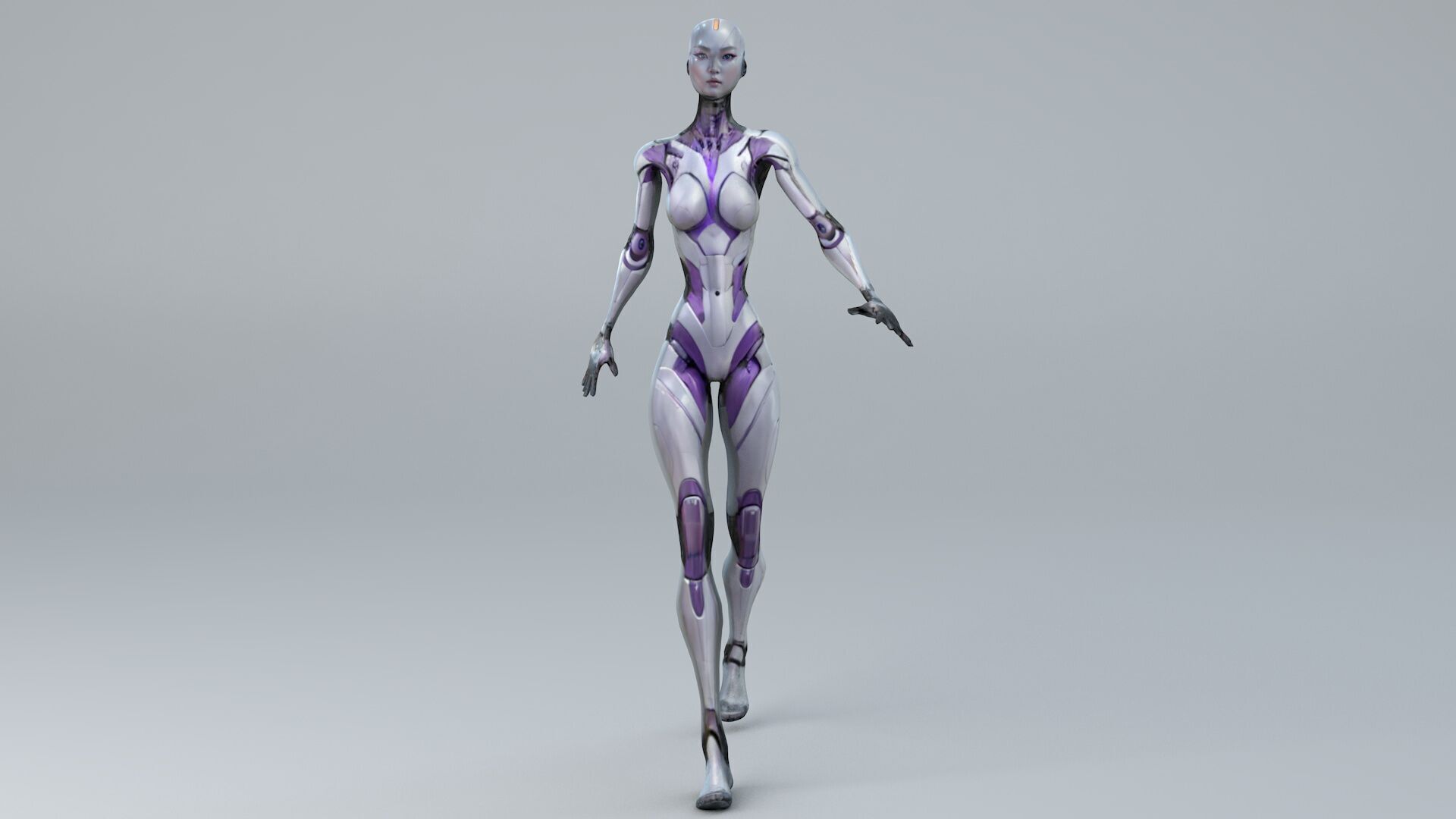 Android Woman Rigged and Animated Low-poly 3D model_5
