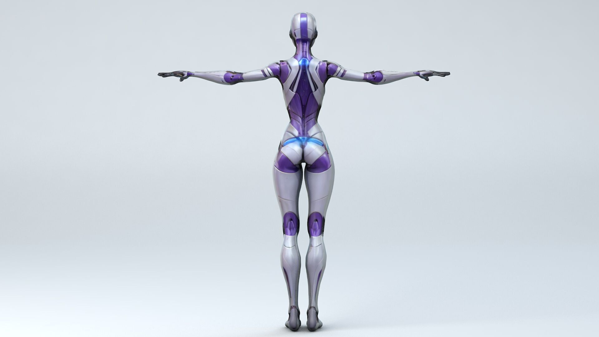 Android Woman Rigged and Animated Low-poly 3D model_2