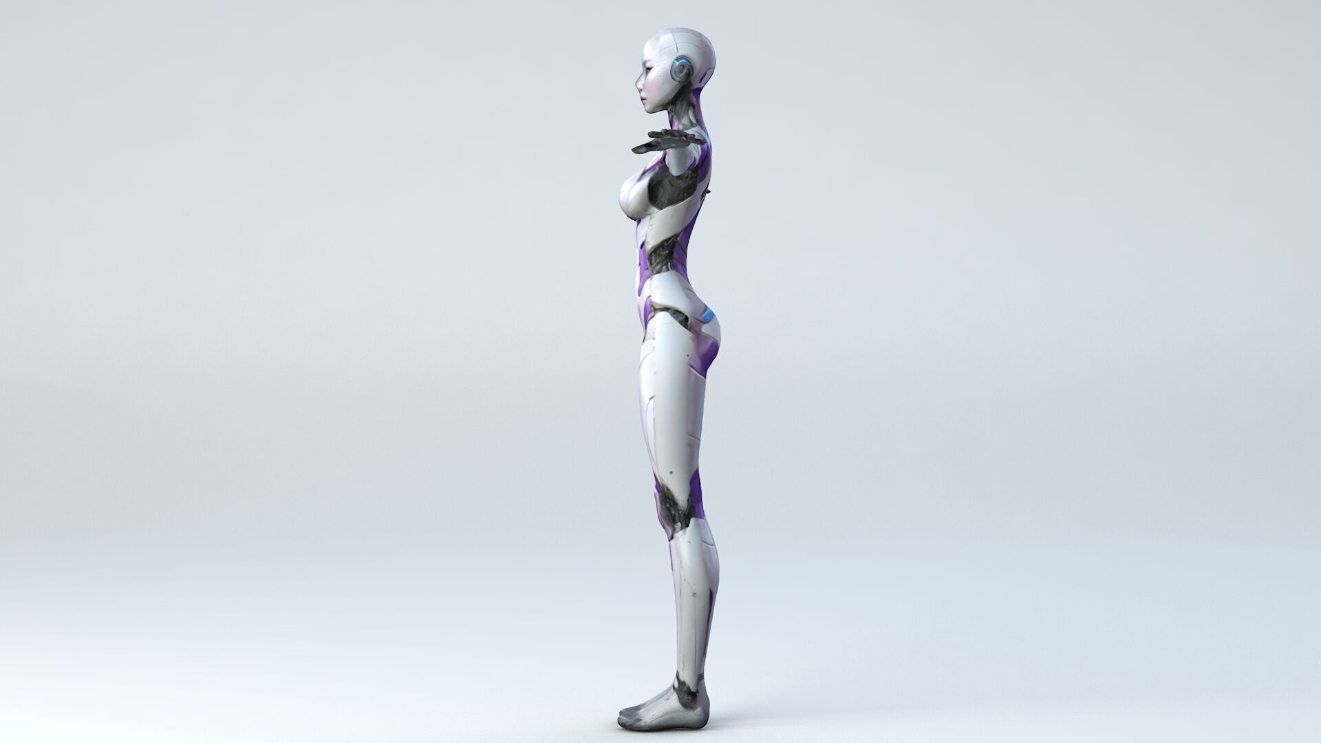 Android Woman Rigged and Animated Low-poly 3D model_3
