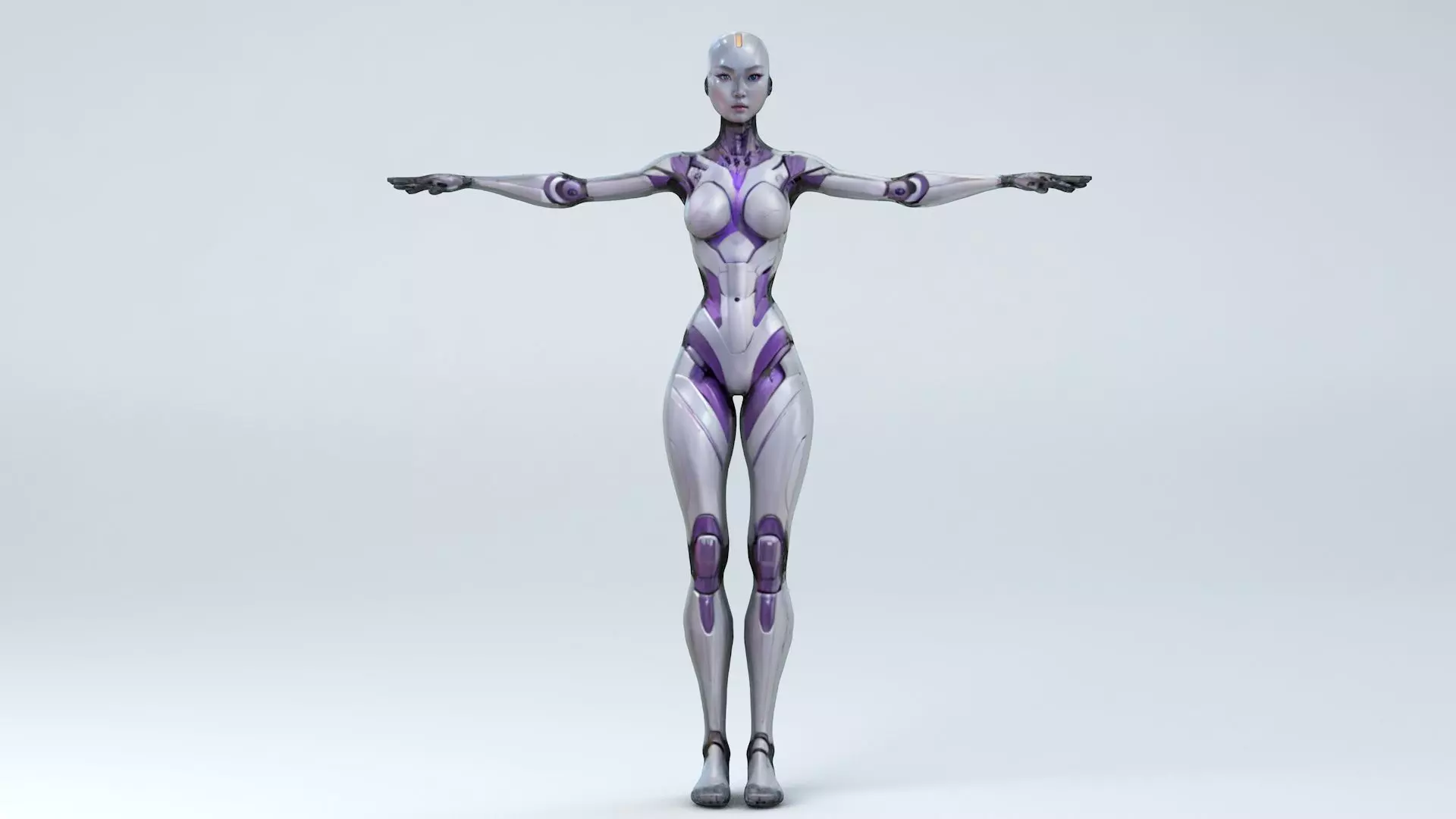 Android Woman Rigged and Animated Low-poly 3D model_0