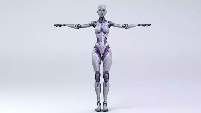 Android Woman Rigged and Animated Low-poly 3D model