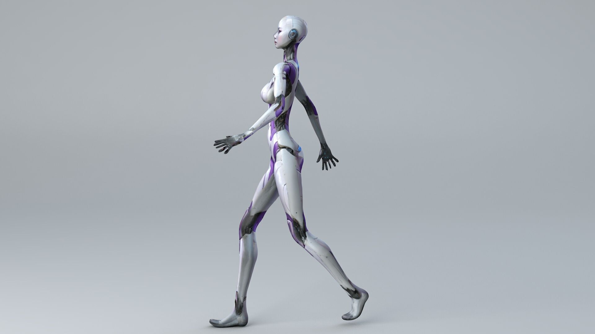 Android Woman Rigged and Animated Low-poly 3D model_7