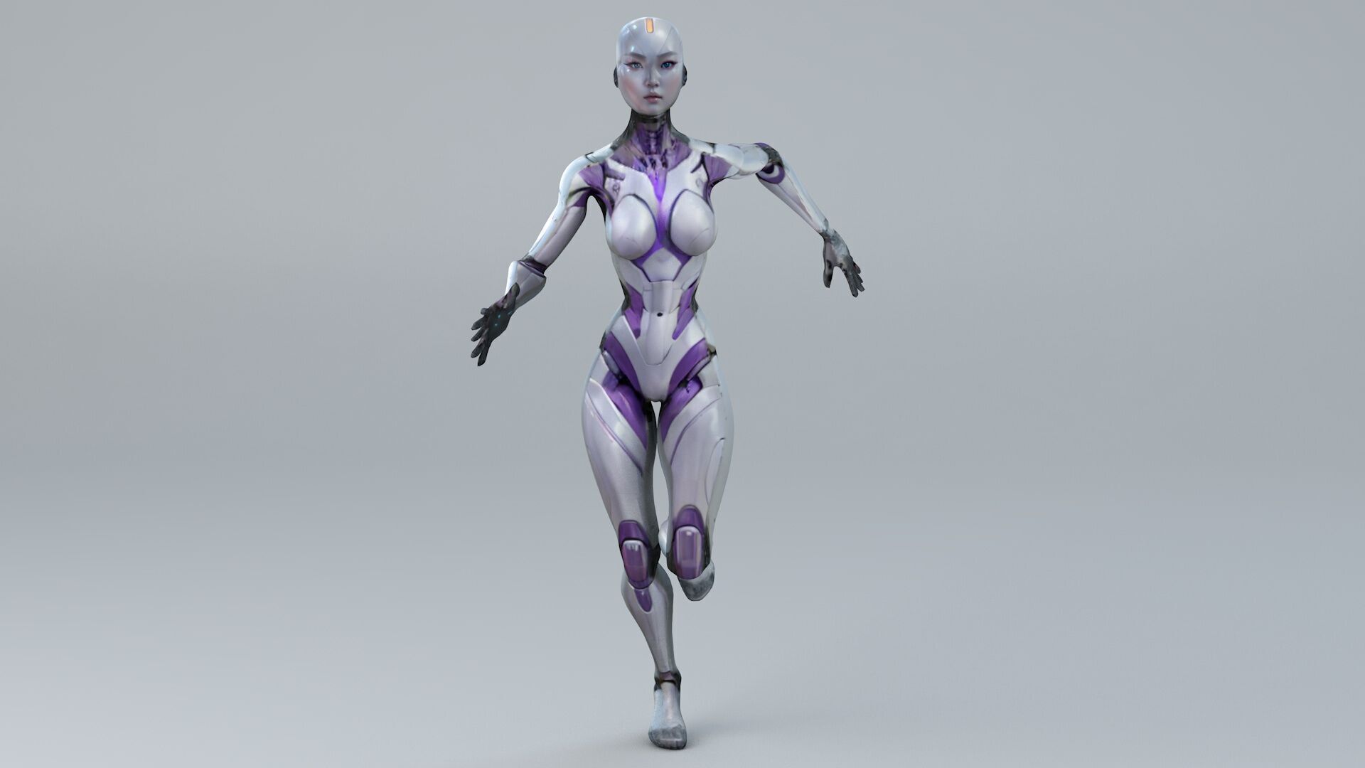 Android Woman Rigged and Animated Low-poly 3D model_4