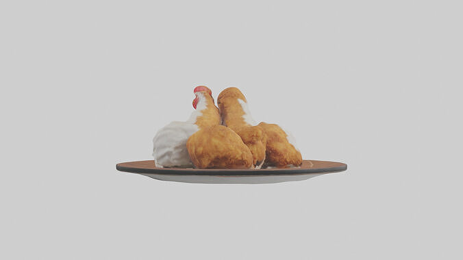 Chicken fried chicken model Low-poly 3D model 3
