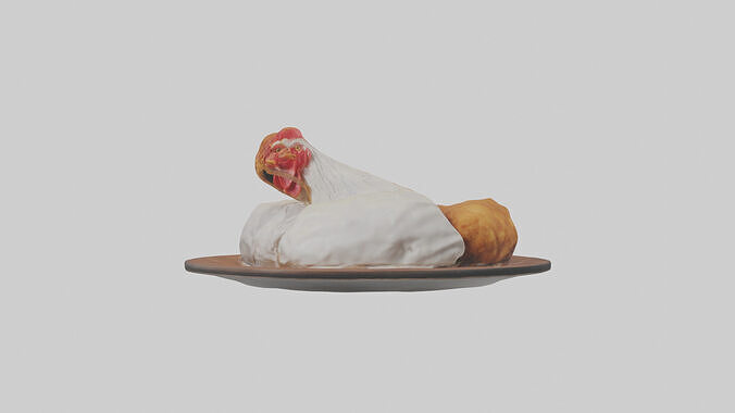 Chicken fried chicken model Low-poly 3D model 2