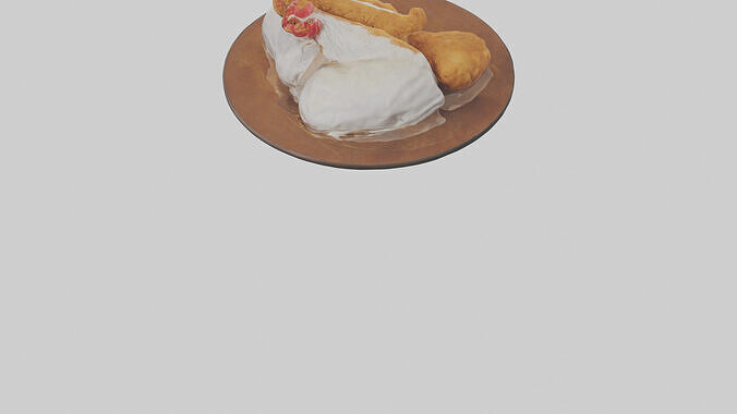 Chicken fried chicken model Low-poly 3D model 4