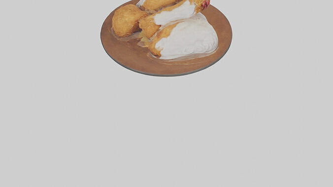 Chicken fried chicken model Low-poly 3D model 7