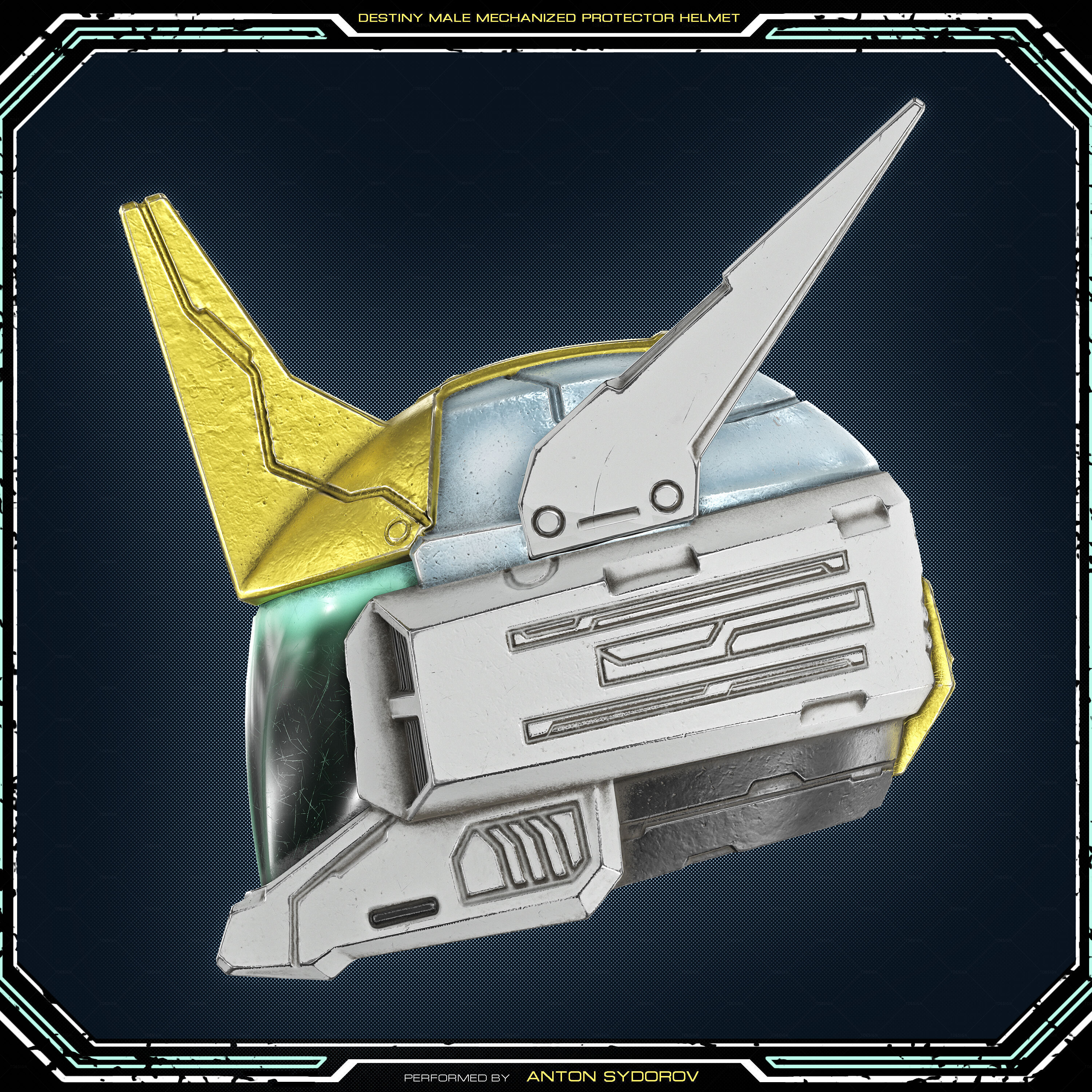 Destiny 2  Male  Mechanized  Protector  Helmet - 3D Print Files 3D print model_2