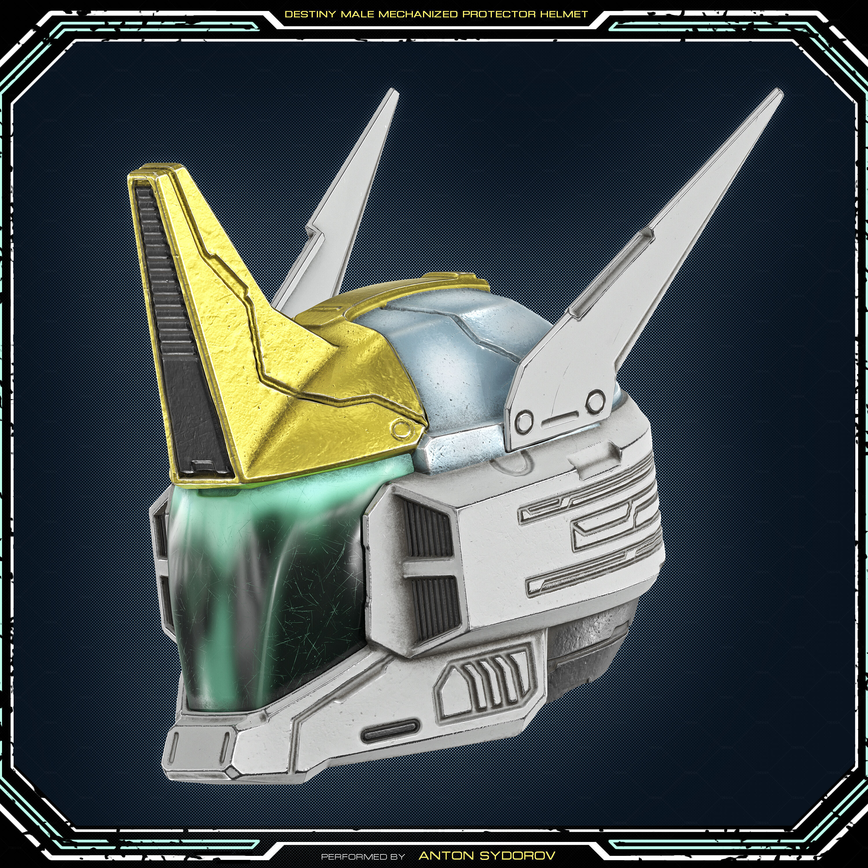 Destiny 2  Male  Mechanized  Protector  Helmet - 3D Print Files 3D print model_1