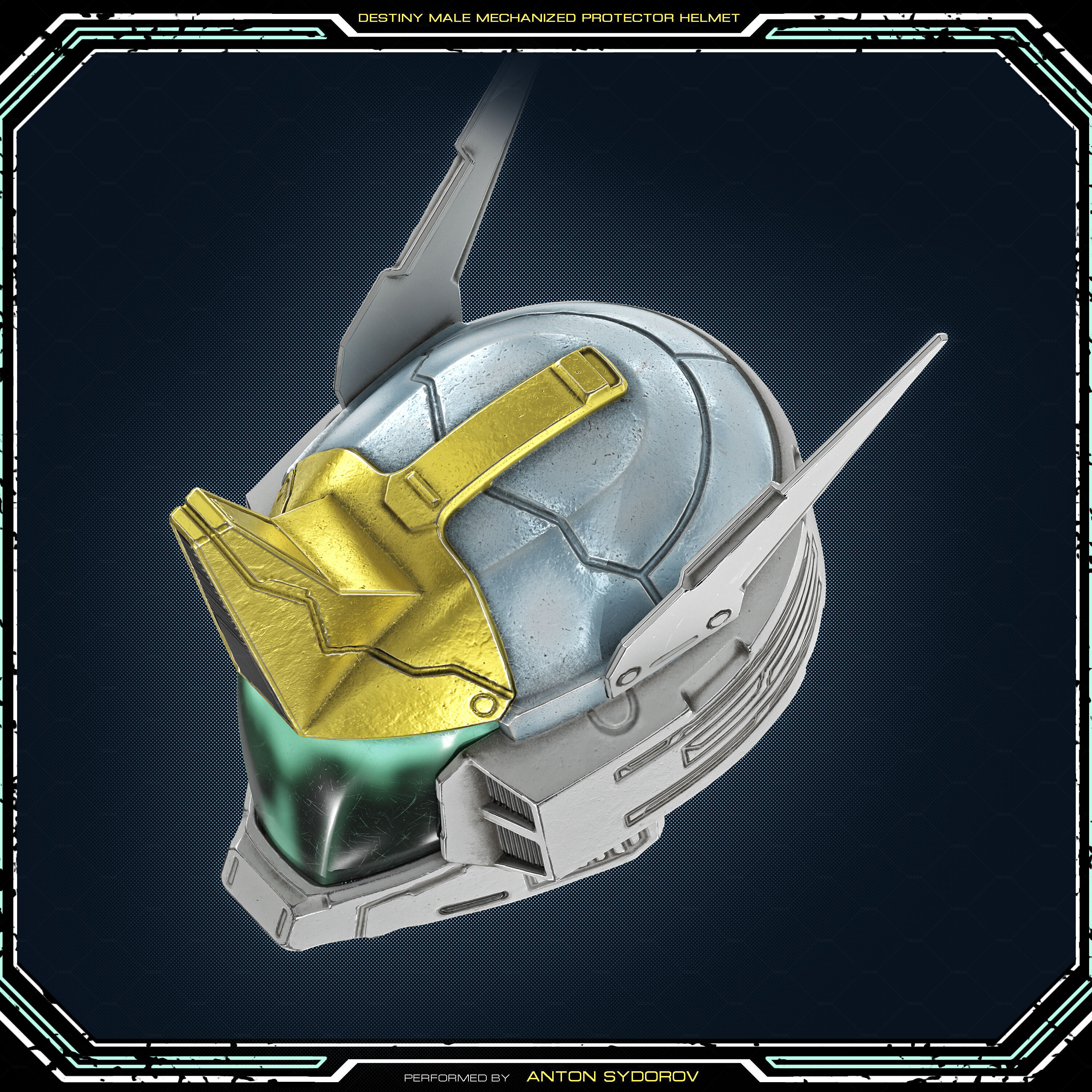 Destiny 2  Male  Mechanized  Protector  Helmet - 3D Print Files 3D print model_4