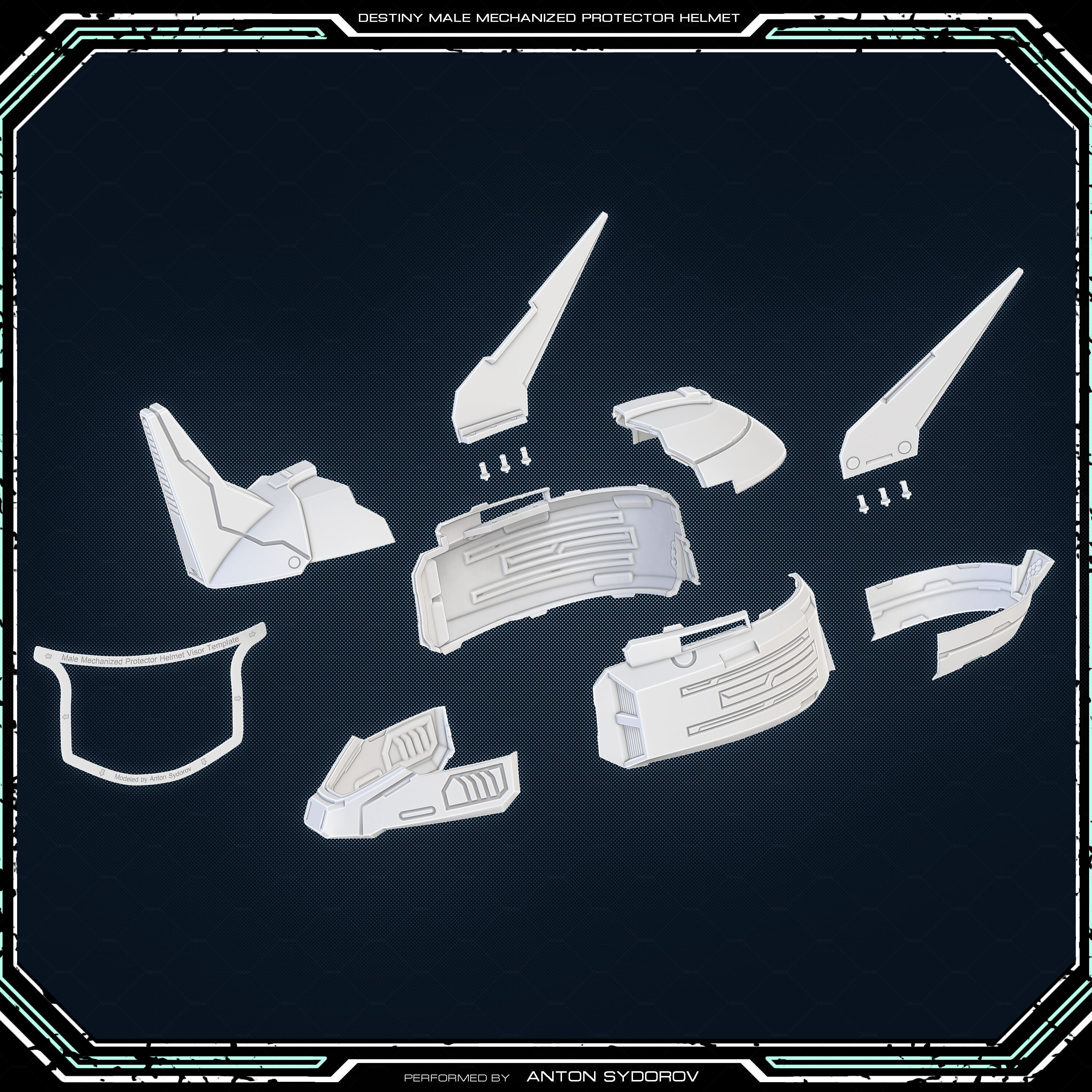 Destiny 2  Male  Mechanized  Protector  Helmet - 3D Print Files 3D print model_5