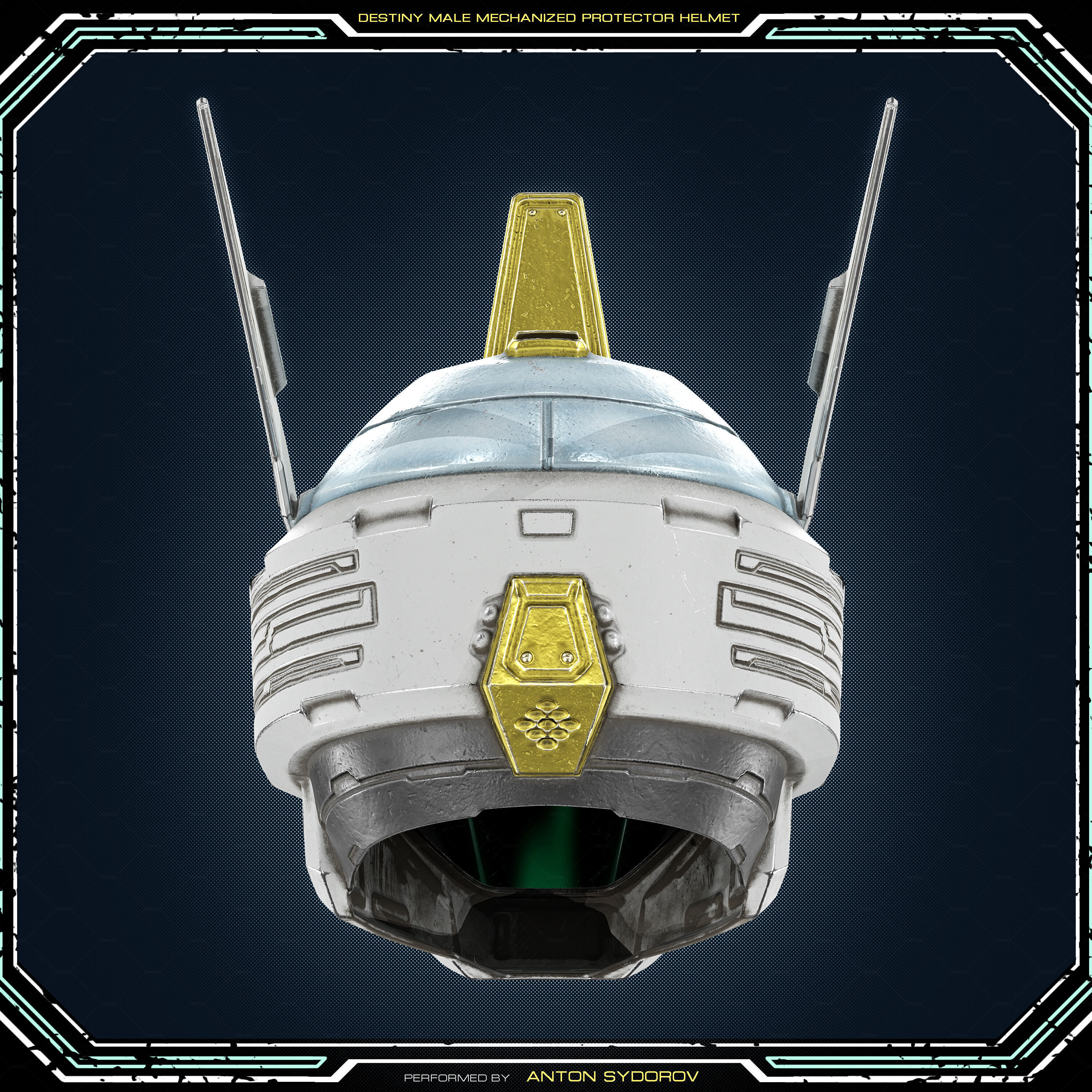 Destiny 2  Male  Mechanized  Protector  Helmet - 3D Print Files 3D print model_3