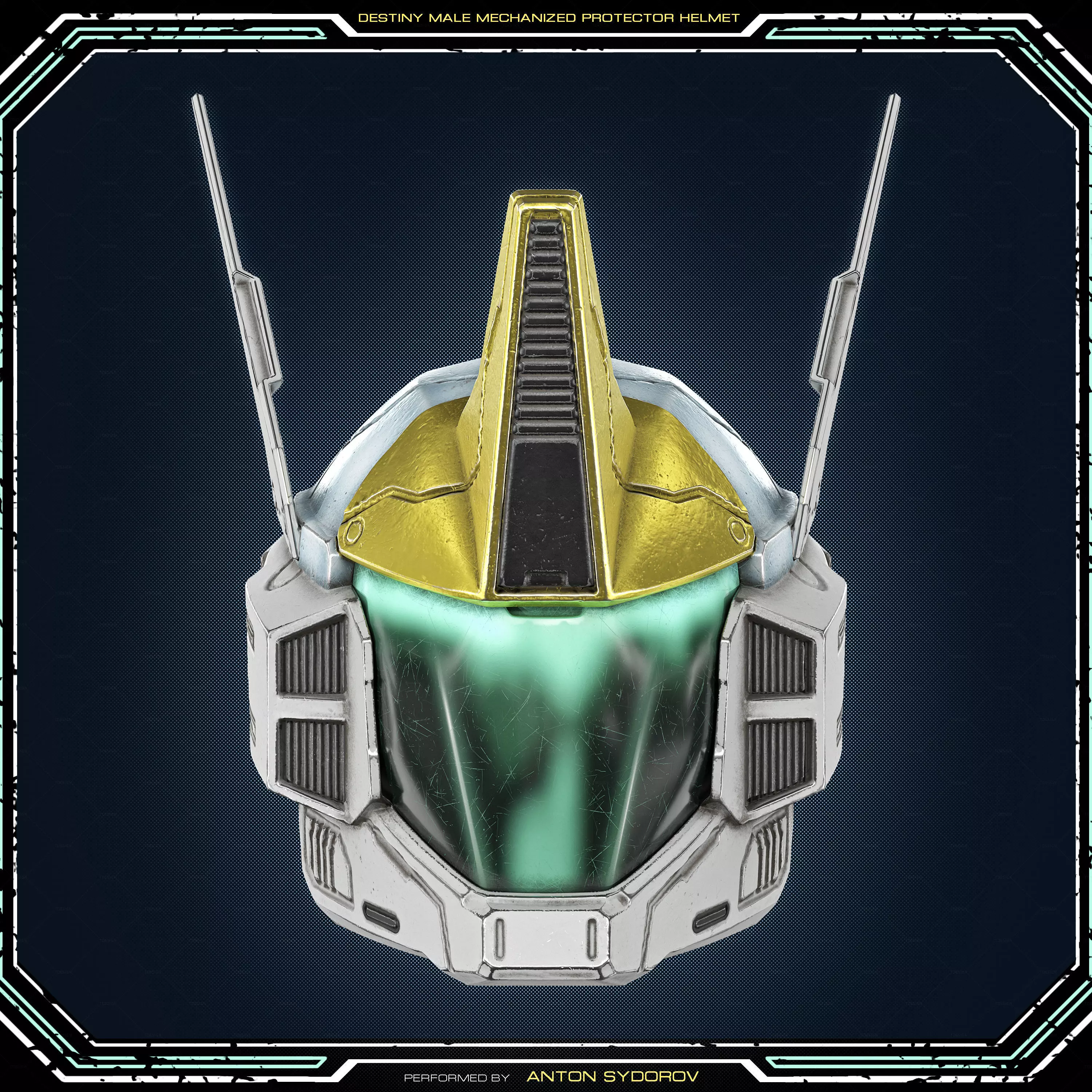 Destiny 2  Male  Mechanized  Protector  Helmet - 3D Print Files 3D print model_0